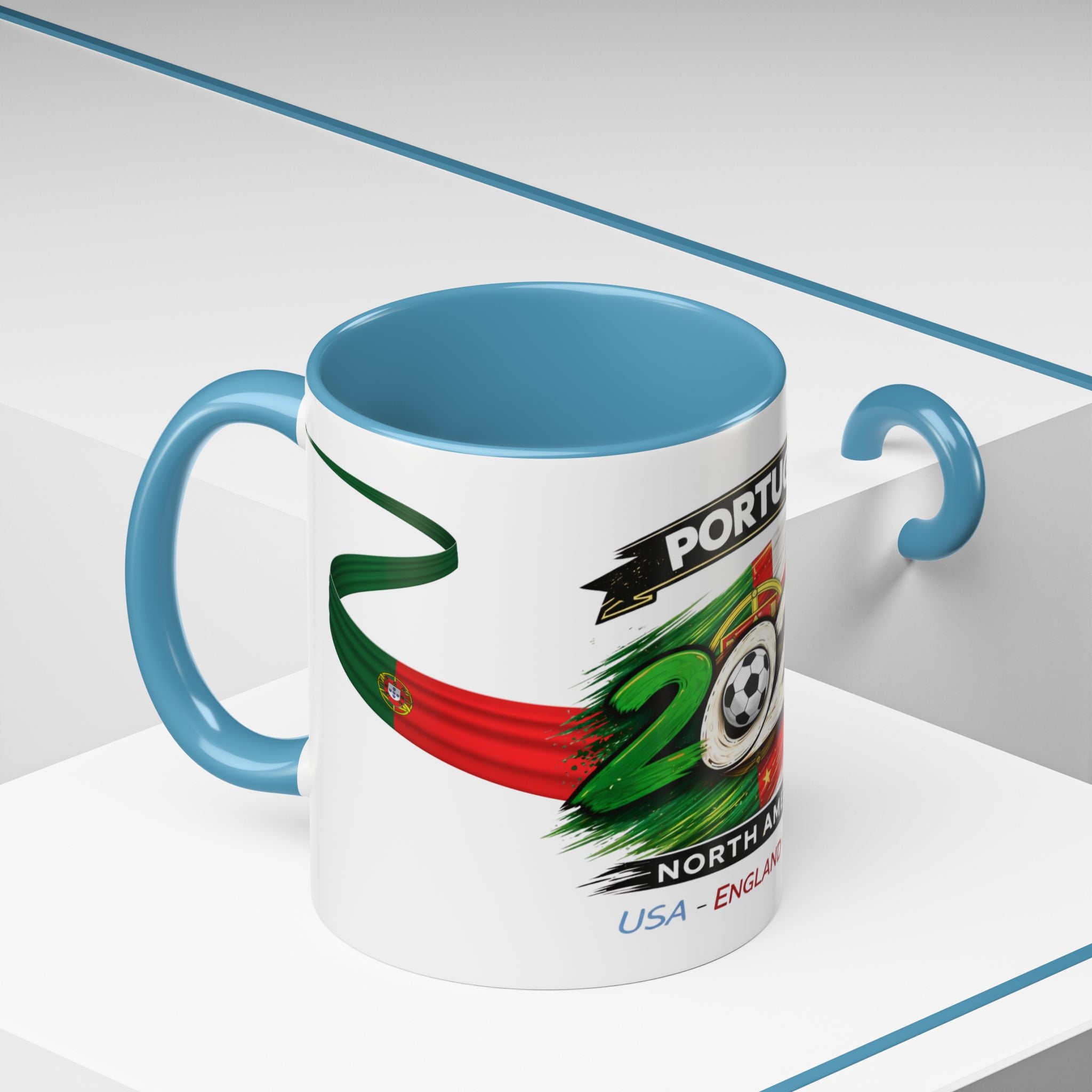 Portugal 2026 Soccer Cup Accent Coffee Mug — USA England Mexico Host Nations