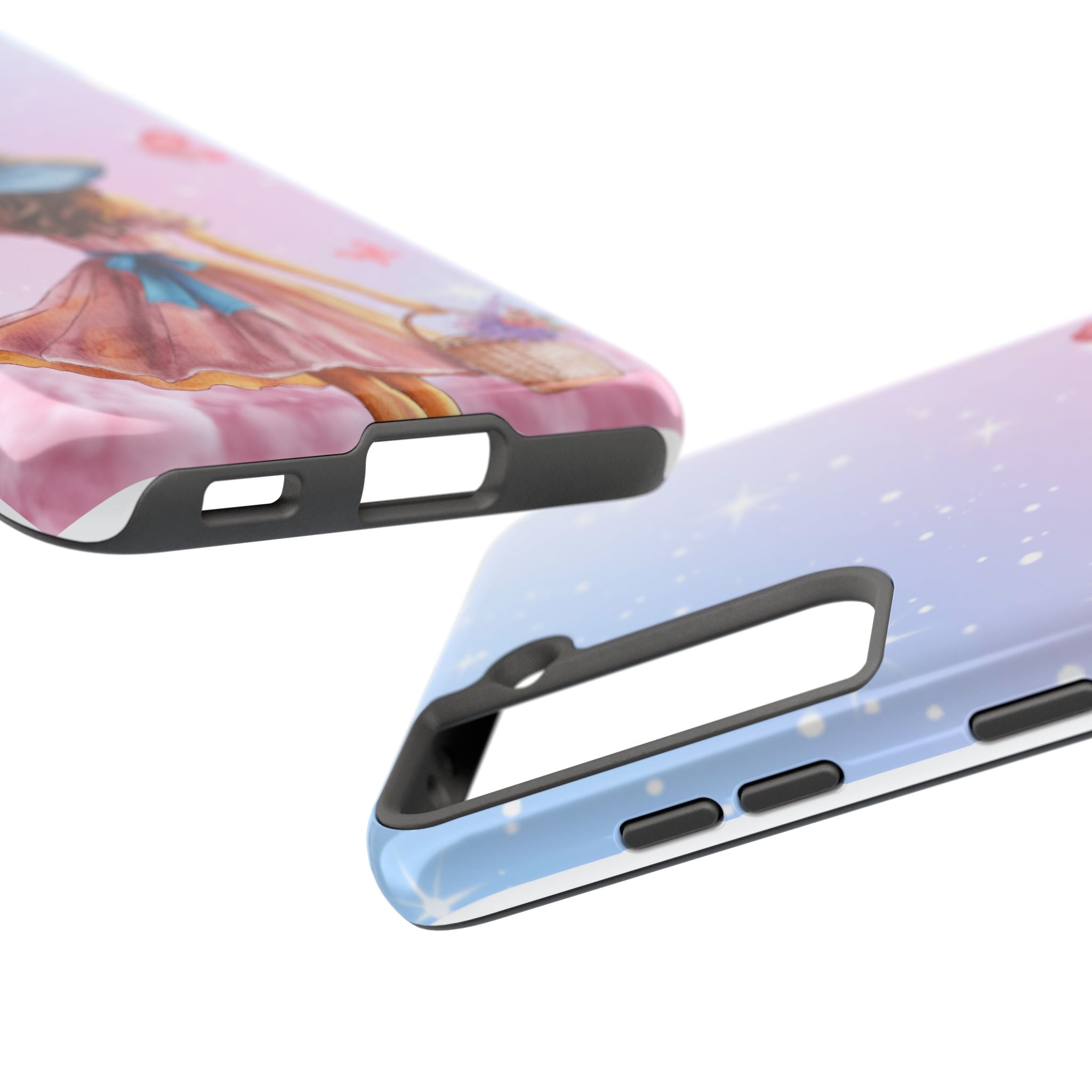 Pastel Girl with Hat Phone Case — Floral Basket Butterfly Tough Phone Case