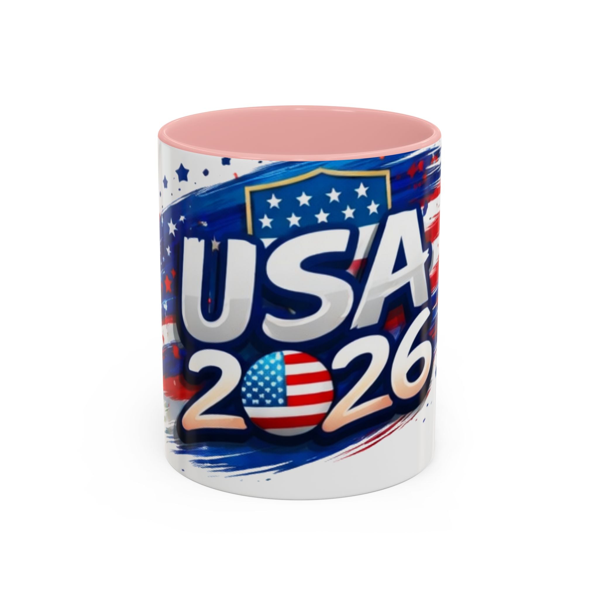 USA 2026 Flag Accent Coffee Mug — Patriotic Fourth of July Drinkware