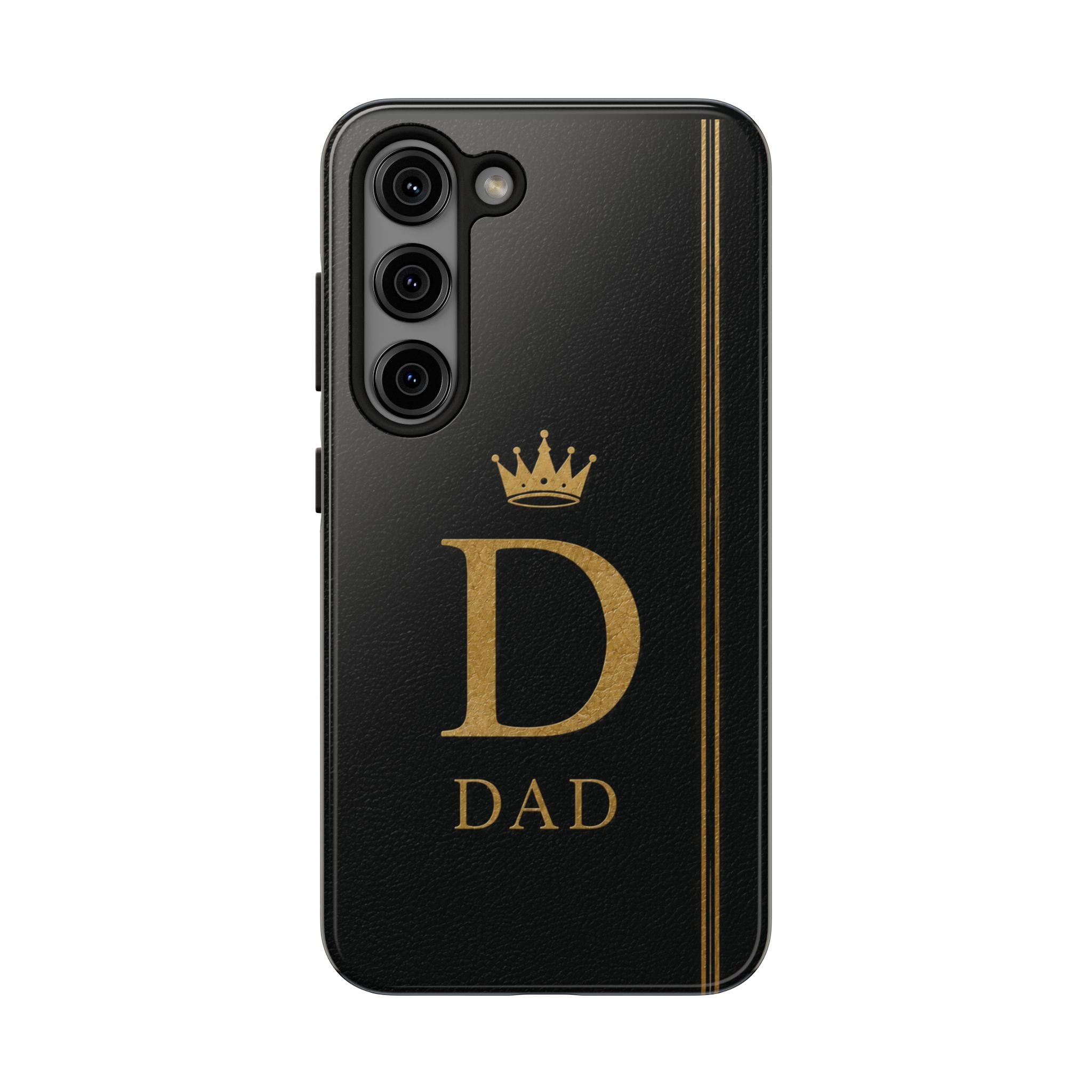 Dad Monogram Tough Phone Case — Black Gold Crown Initial