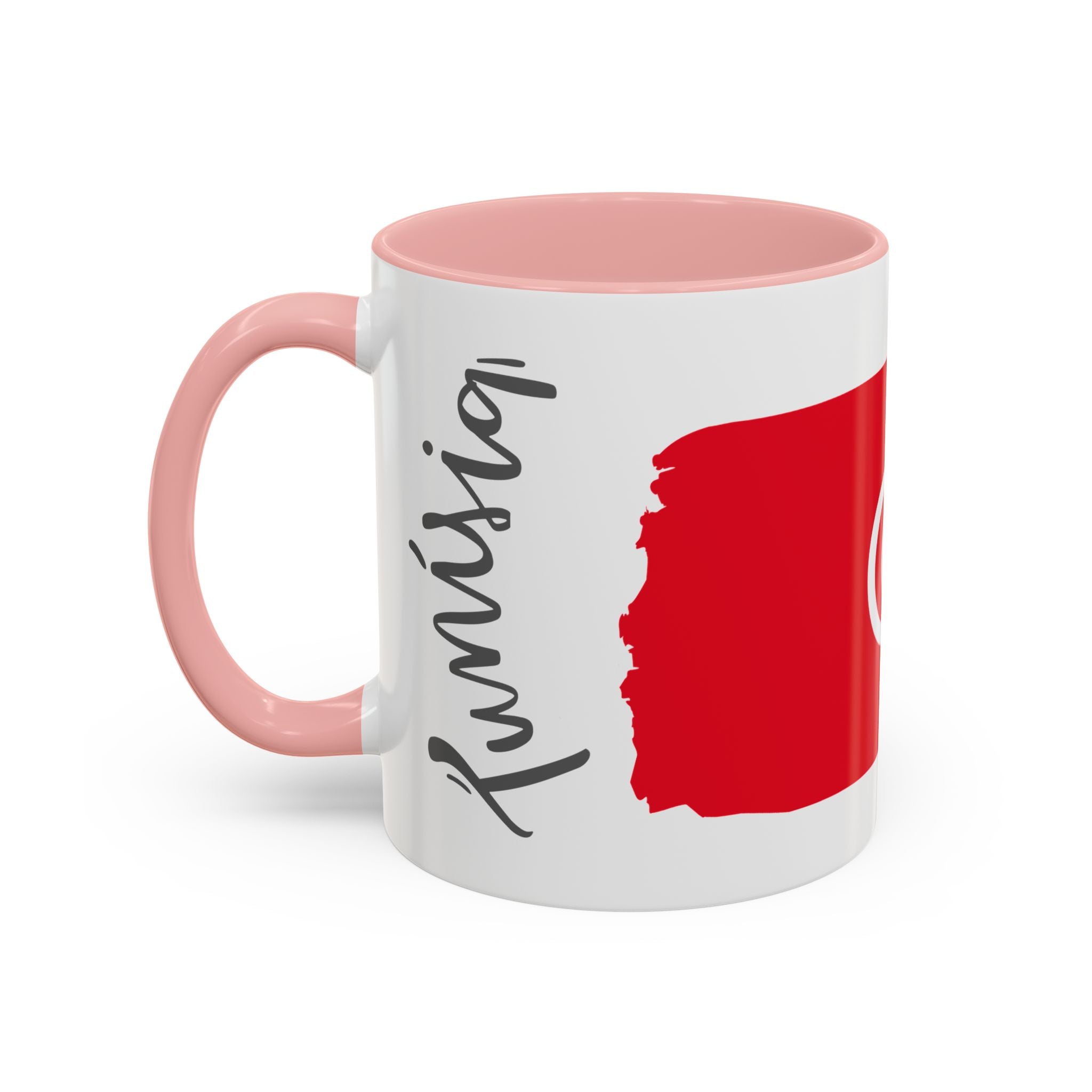 Tunisia Flag Accent Coffee Mug – Red Brushstroke Design (11/15oz)