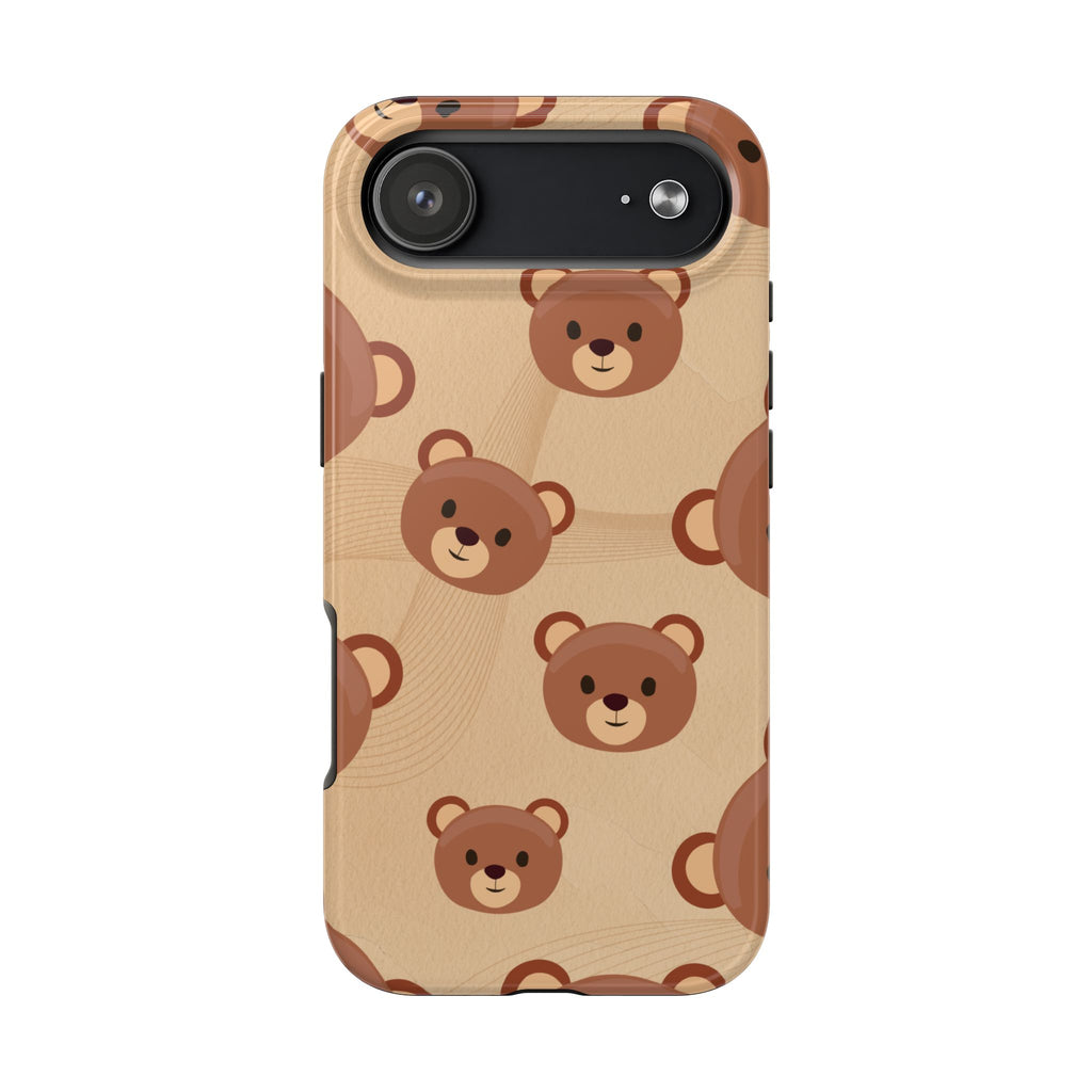 Bear Pattern Tough Phone Case — Cute Brown Bear Protective Phone Cover