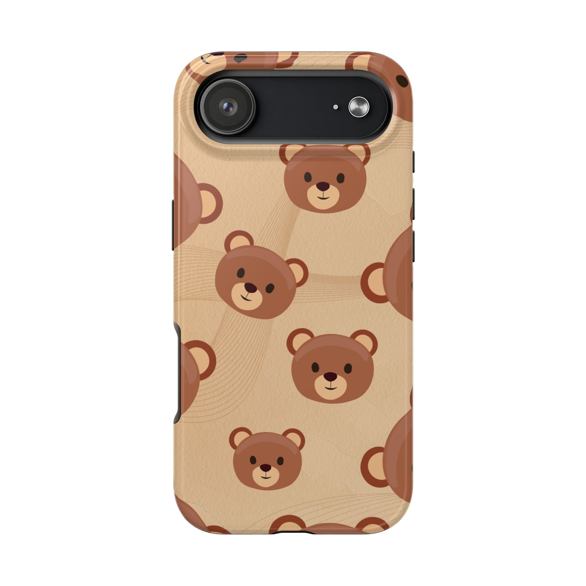 Bear Pattern Tough Phone Case — Cute Brown Bear Protective Phone Cover