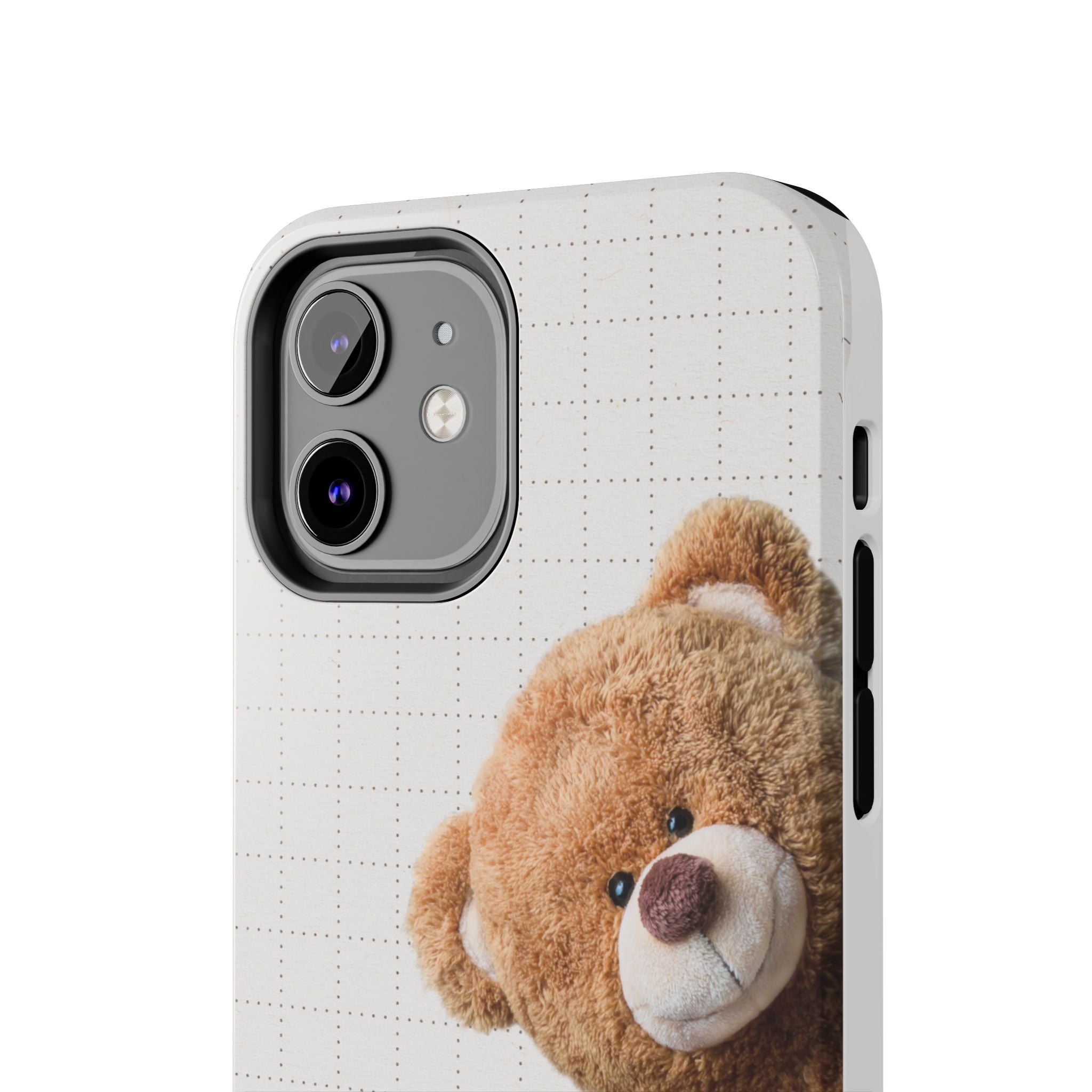 Teddy Bear Tough Phone Case — Cute Plush Peeking Design, Protective Shockproof Cover