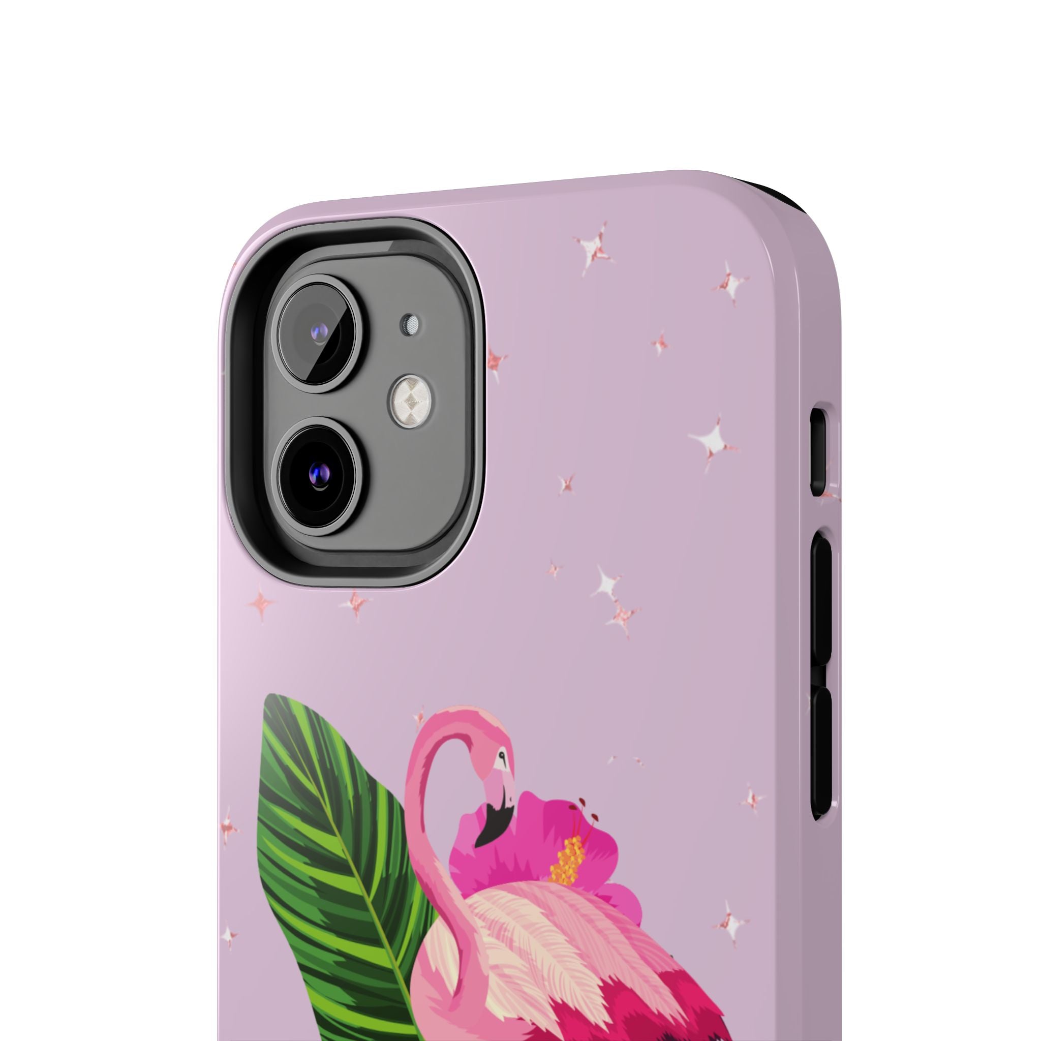 Flamingo Tropical Tough Phone Case — Pink Hibiscus & Palm Leaves