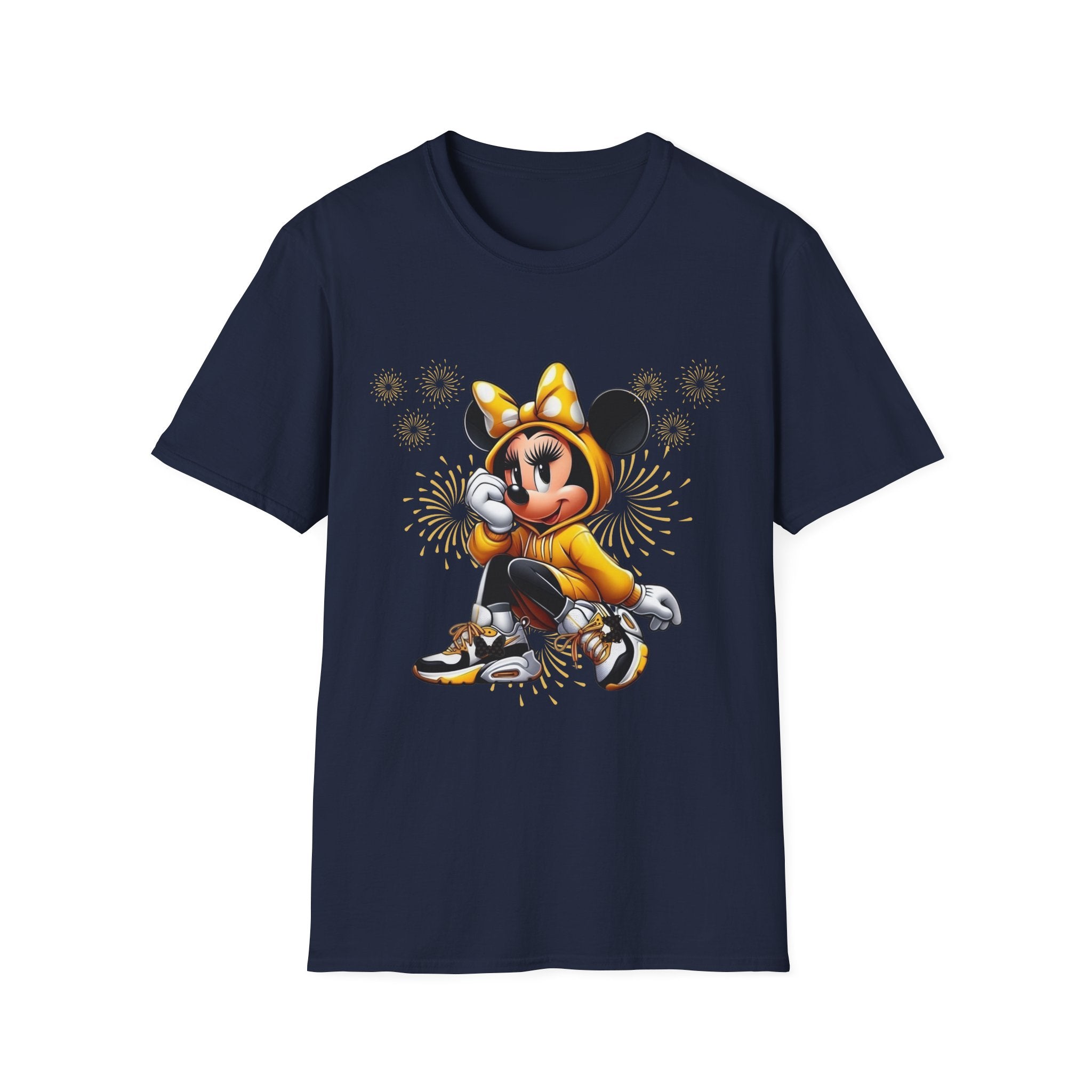 Minnie Mouse Cartoon Character Graphic T-Shirt — Yellow Hoodie Mouse Design