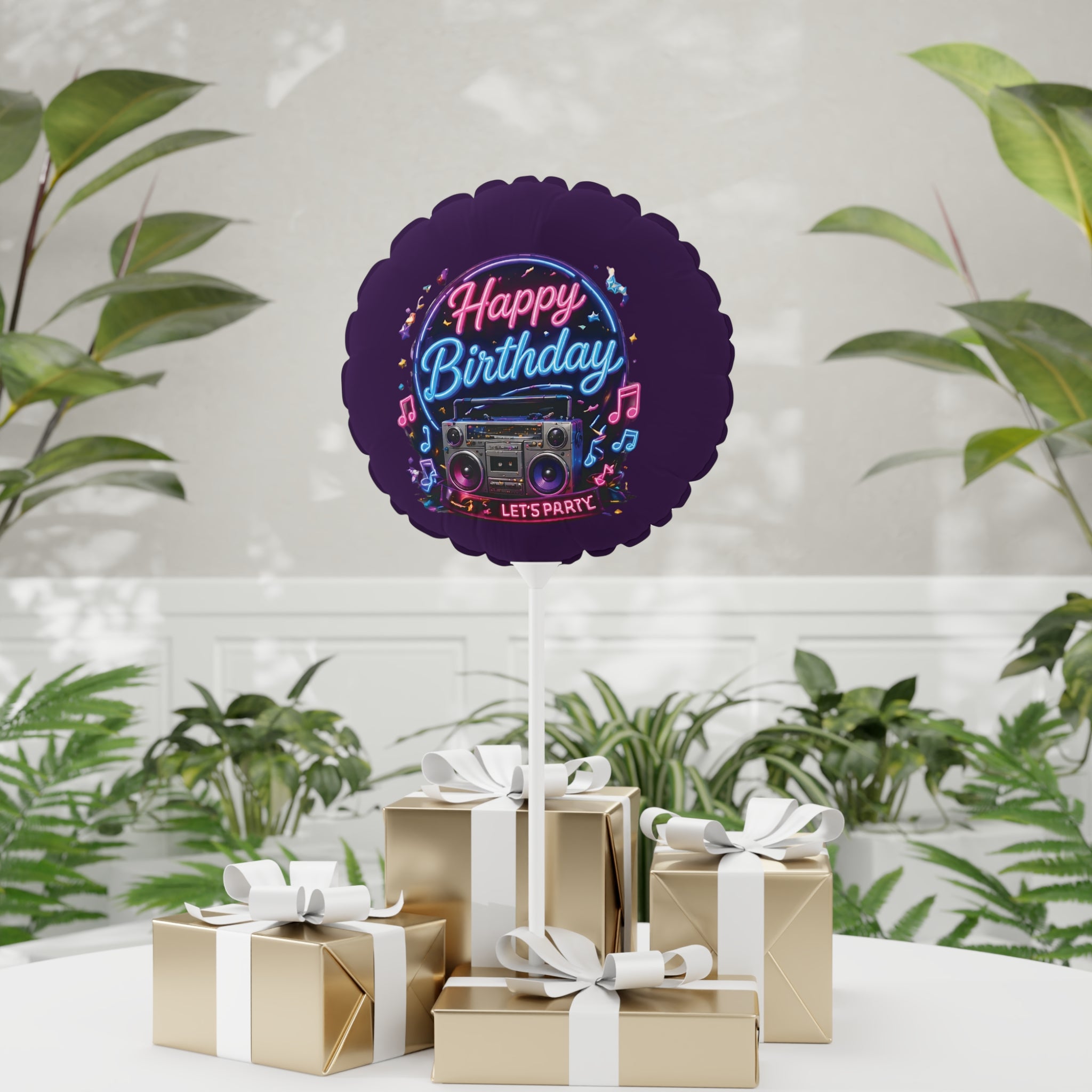 Happy Birthday Music Party Balloon — 11" Round/Heart Foil Balloon