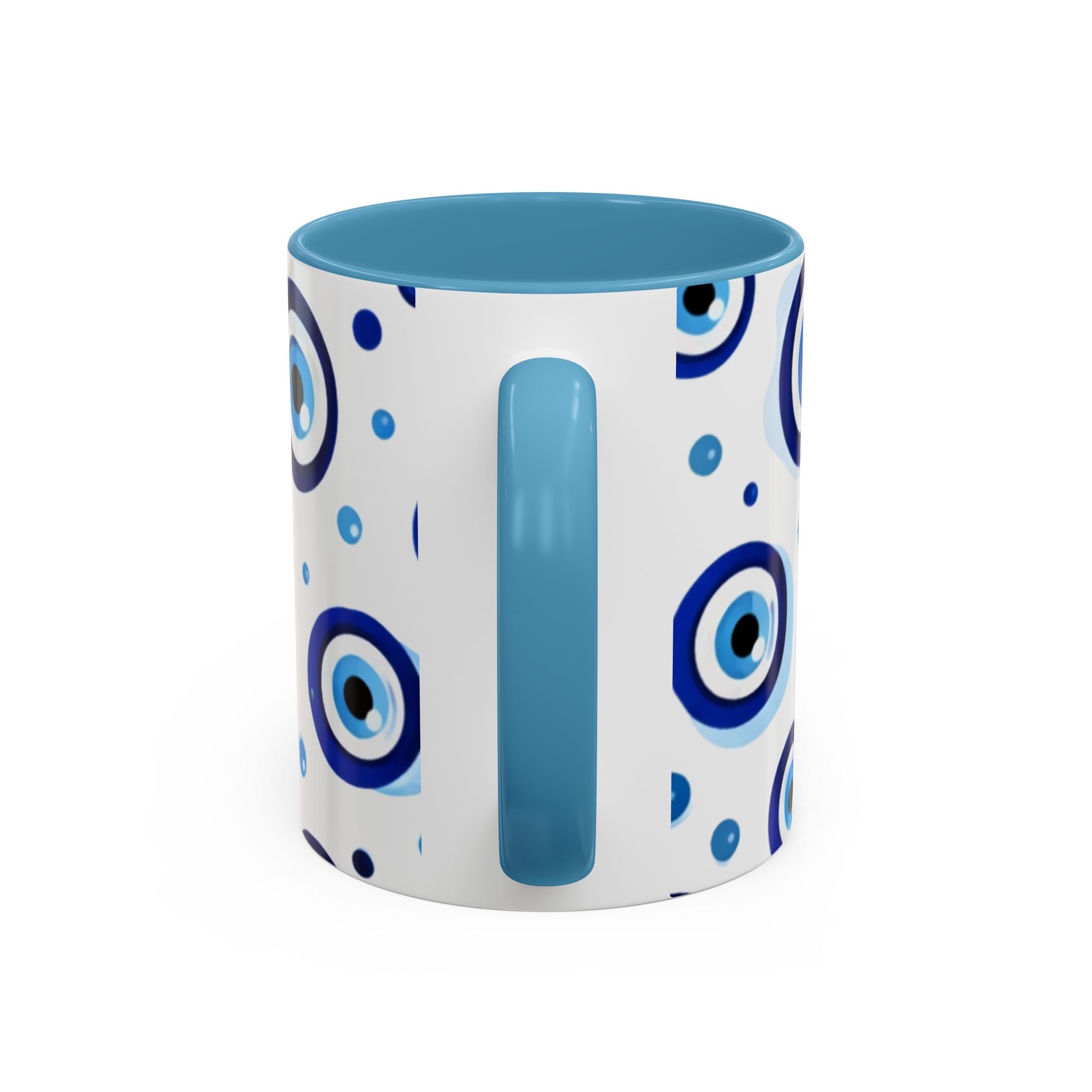 Evil Eye Accent Coffee Mug – Blue Nazar Protection Ceramic Cup (11/15oz)