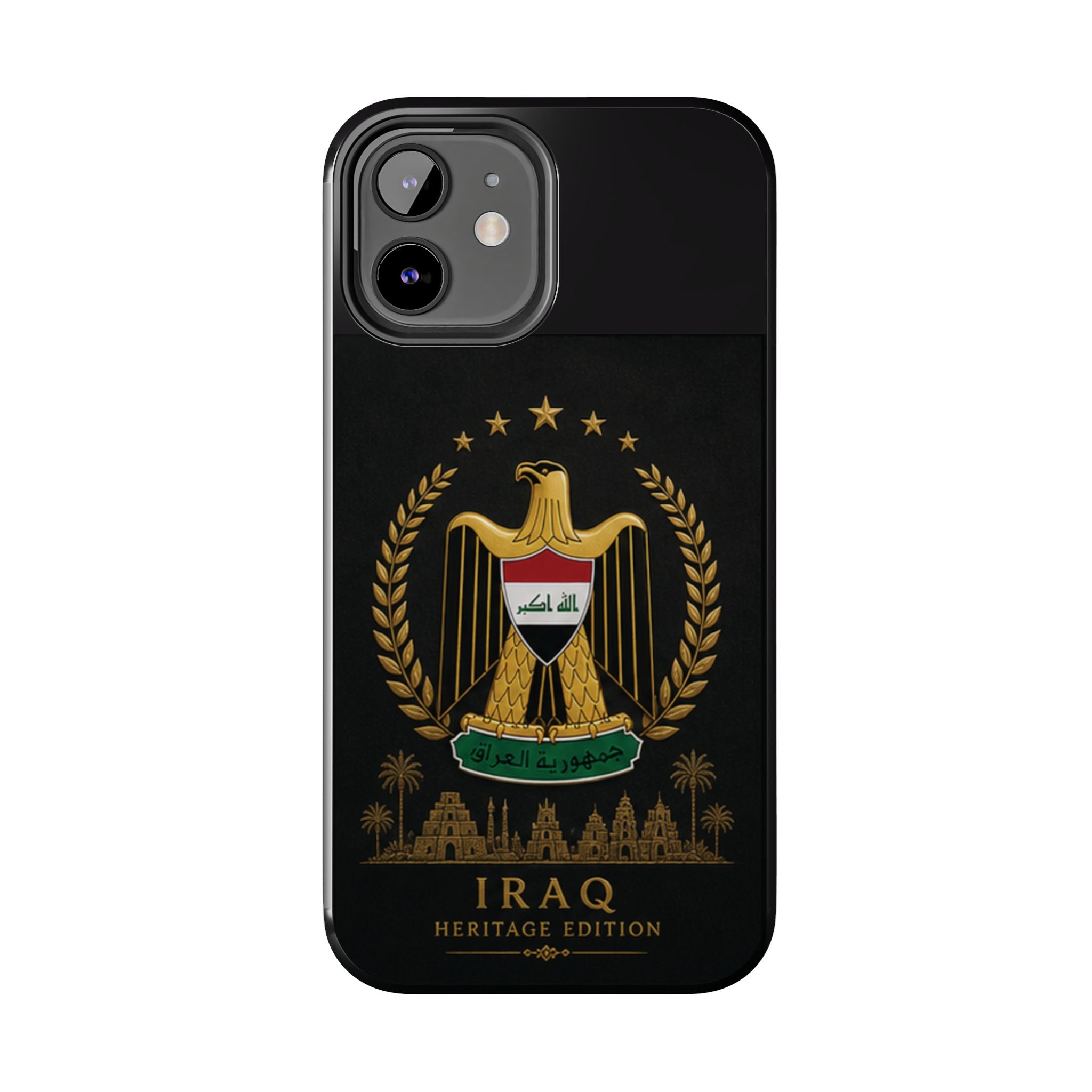 Iraq Coat of Arms Tough Phone Case — Arabic ‘Allahu Akbar’ Military Eagle Design