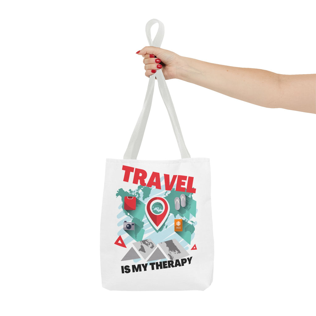 Travel Tote Bag - "Travel Is My Therapy" Canvas Shopper