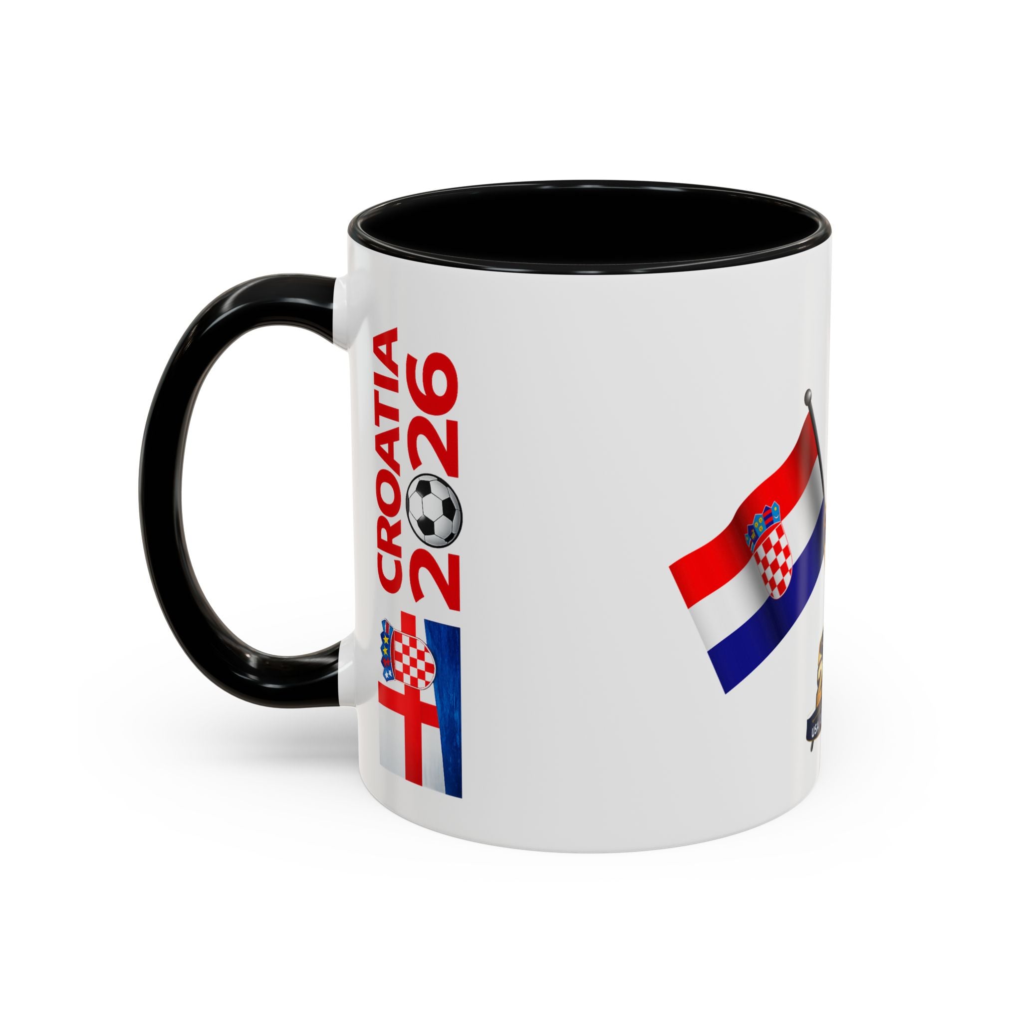Croatia 2026 Soccer Fan Coffee Mug — Flags & Trophy Cup Design