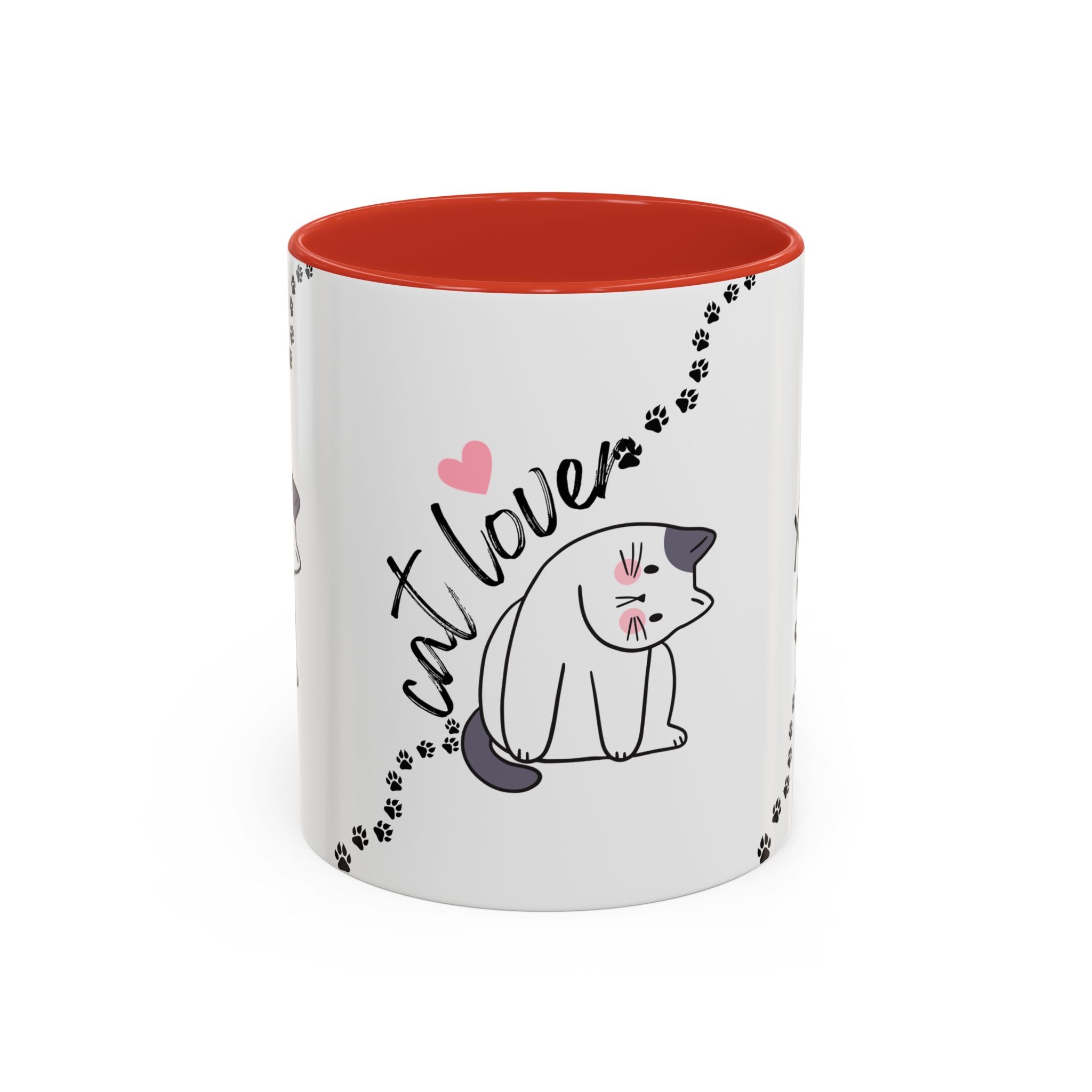 Cat Lover Coffee Mug — Cute Paw Print Accent Mug (11/15oz)