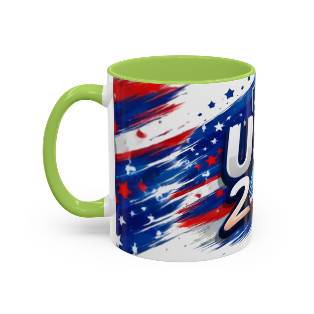 USA 2026 Flag Accent Coffee Mug — Patriotic Fourth of July Drinkware