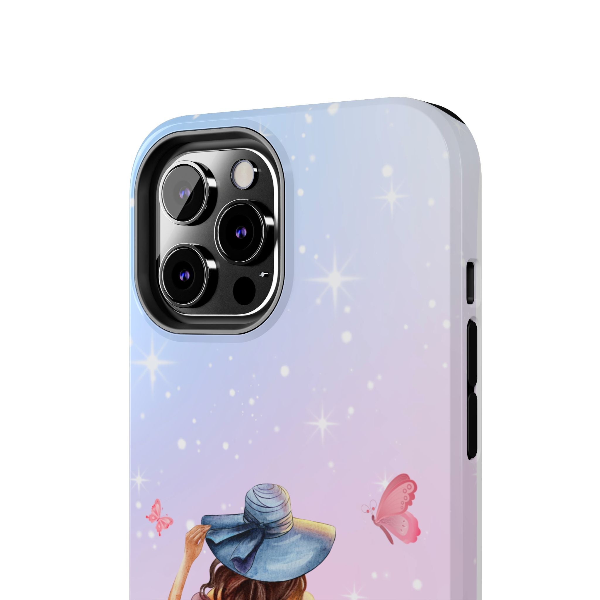 Pastel Girl with Hat Phone Case — Floral Basket Butterfly Tough Phone Case