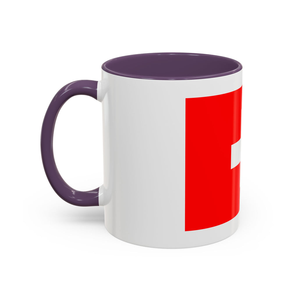 Switzerland Flag Accent Coffee Mug — Red White Swiss Cross Ceramic Mug (11/15oz)