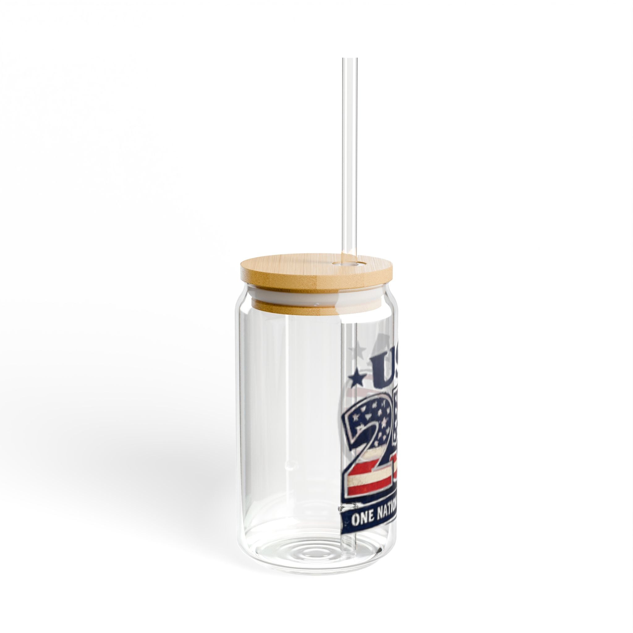 USA 250 Sipper Glass - Patriotic 16oz Tumbler with Bamboo Lid & Straw