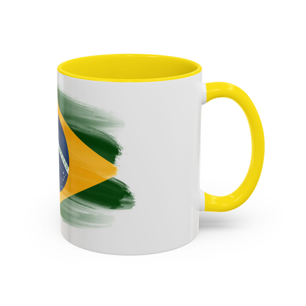 Brazil Flag Coffee Mug — Accent Ceramic Tea Cup (11/15 oz)