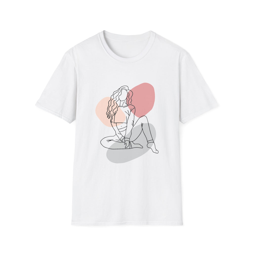 Abstract Line Art Woman T-Shirt — Minimalist Feminine Graphic Tee