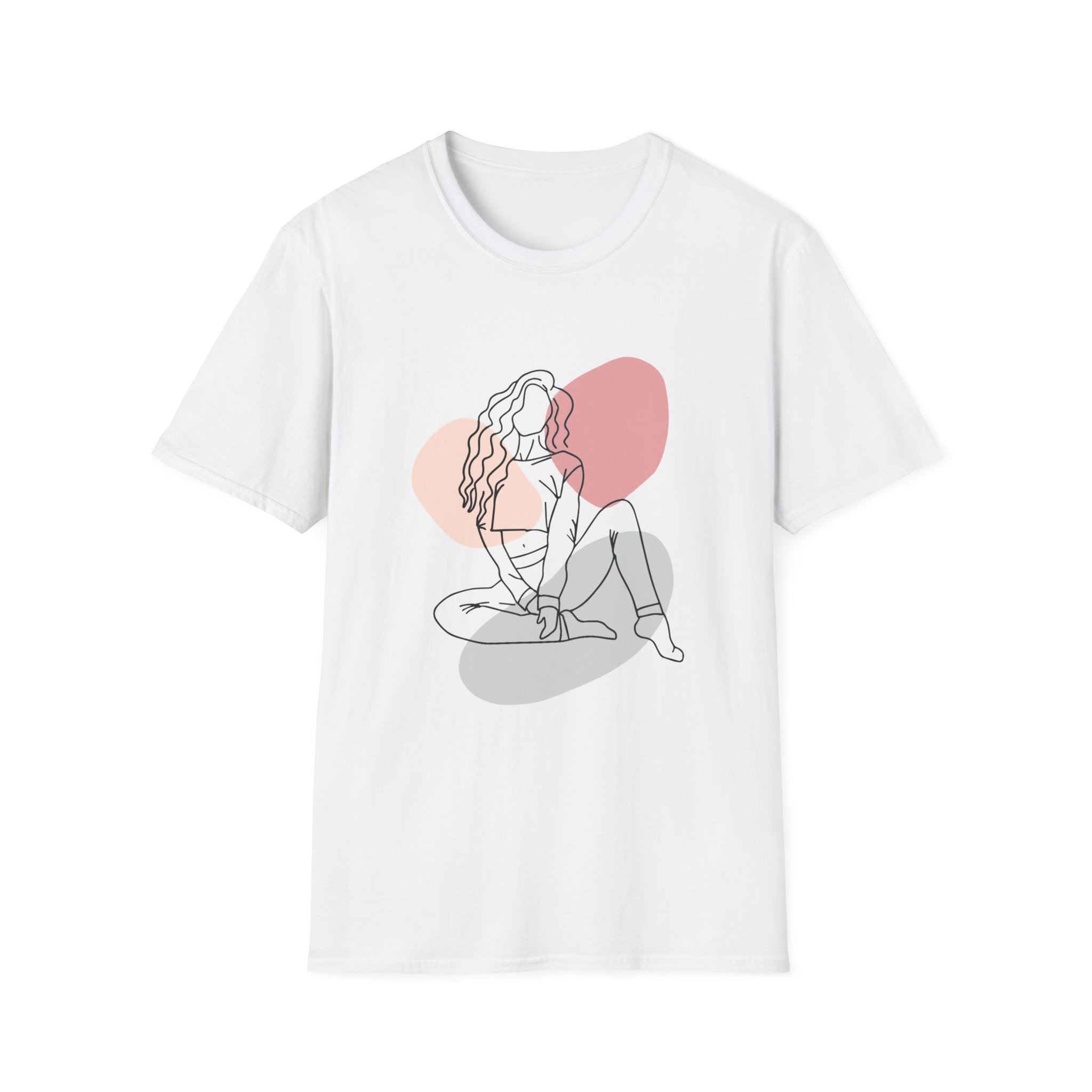 Abstract Line Art Woman T-Shirt — Minimalist Feminine Graphic Tee