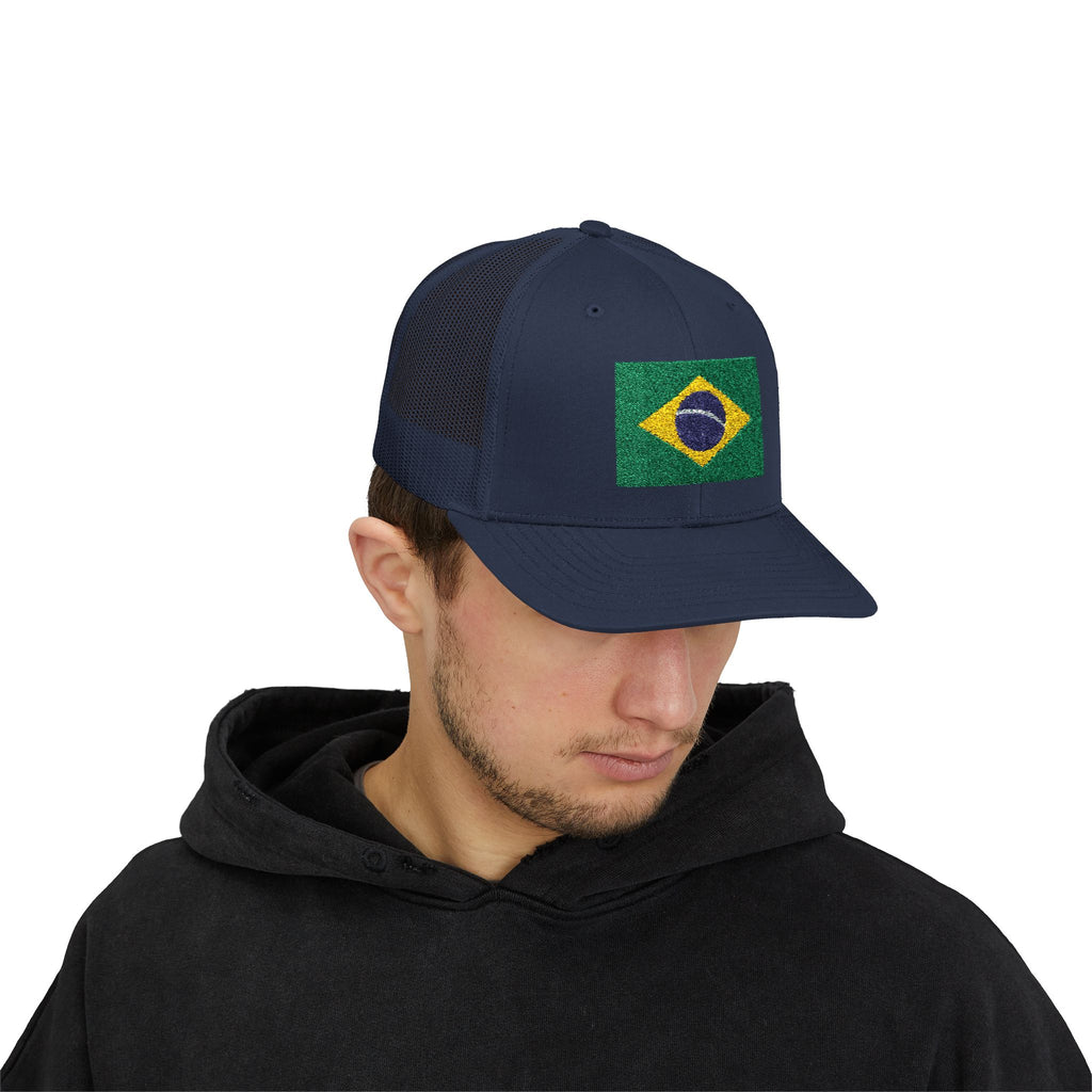 Brazil Flag Snapback Trucker Cap — Embroidered Brazilian Flag Hat