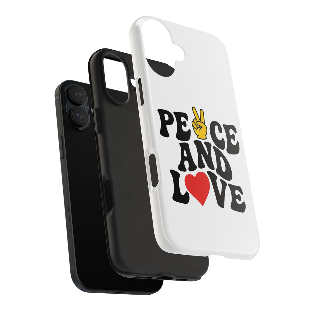 Peace and Love Tough Phone Case — Retro Peace Sign & Heart Protective Cover