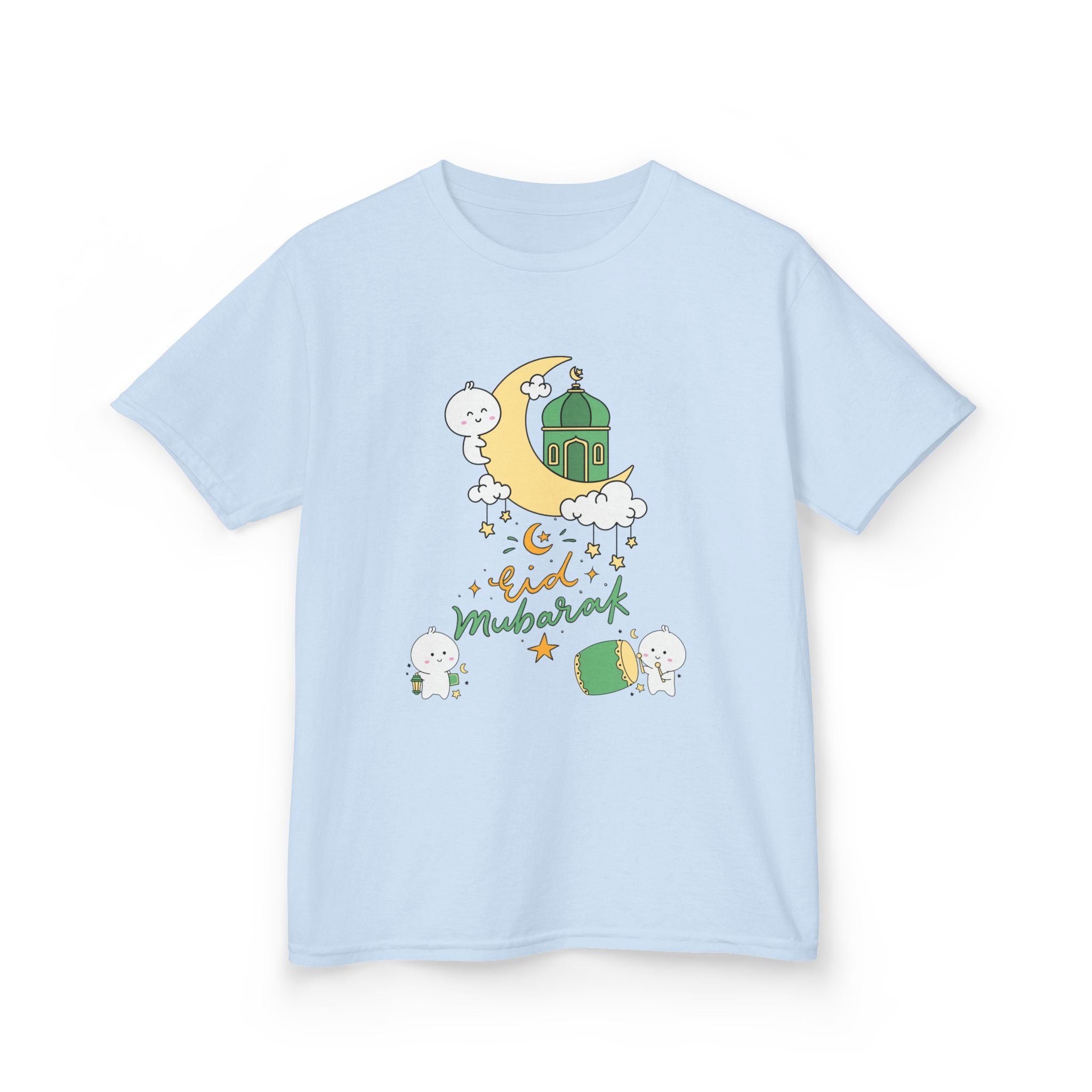 Kids Eid Mubarak Tee — Cute Crescent Moon & Mosque Ramadan Shirt