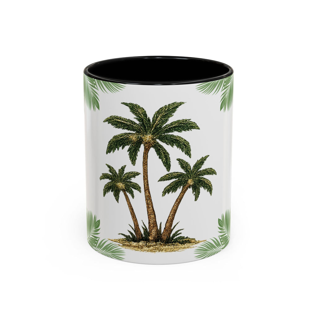 Tropical Palm Coffee Mug — Beachy Accent Mug with Palm Leaves (11oz)