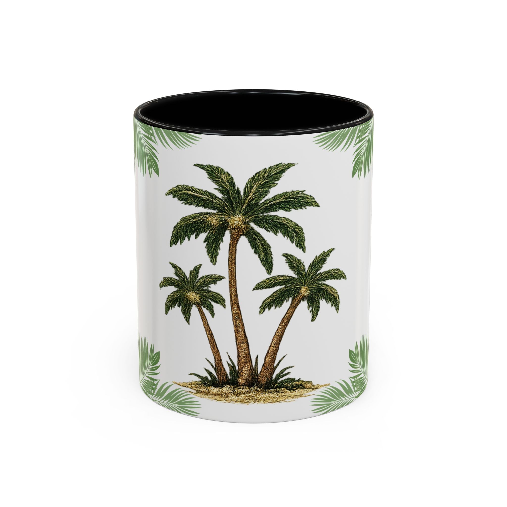 Tropical Palm Coffee Mug — Beachy Accent Mug with Palm Leaves (11oz)