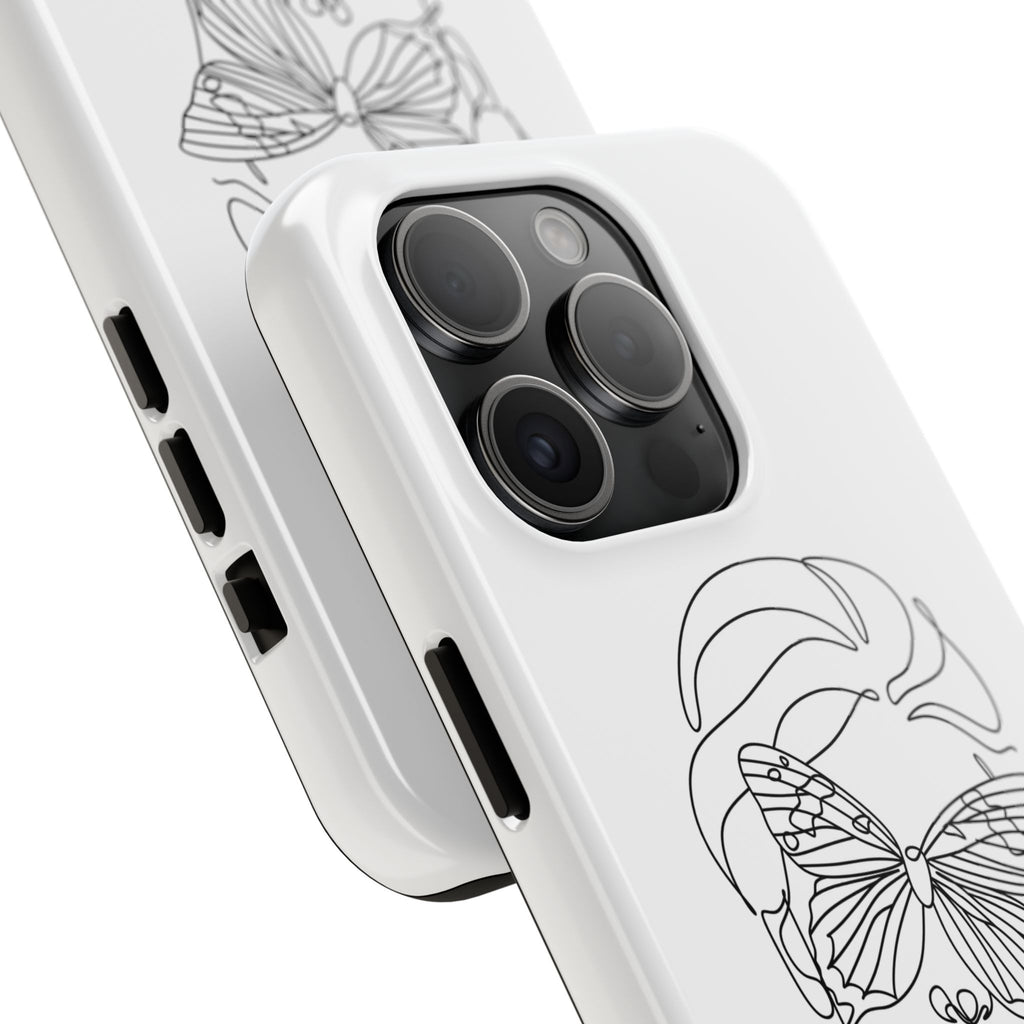 Butterfly Line Art Tough Phone Case — Minimalist Woman Face Design