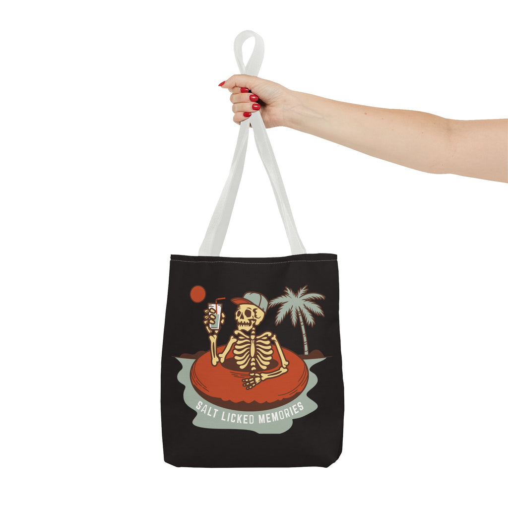 Hello Summer Skeleton Tote Bag — 'Salt Licked Memories' Beach Graphic