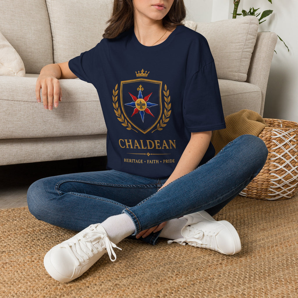 Chaldean Heritage T-Shirt — Crowned Emblem with Star & Laurel
