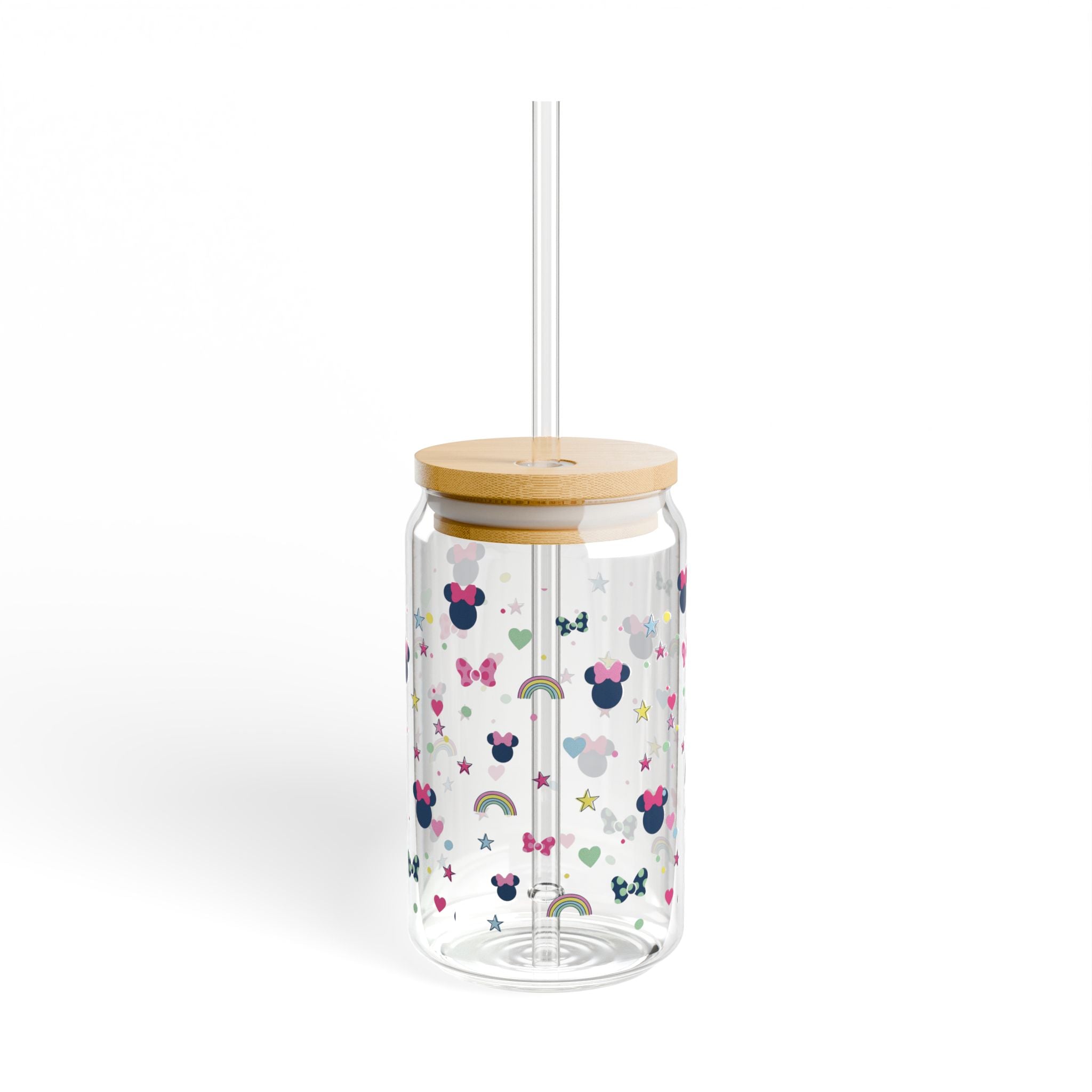 16oz Sipper Glass – Cute Minnie Mouse Pattern Travel Cup with Straw
