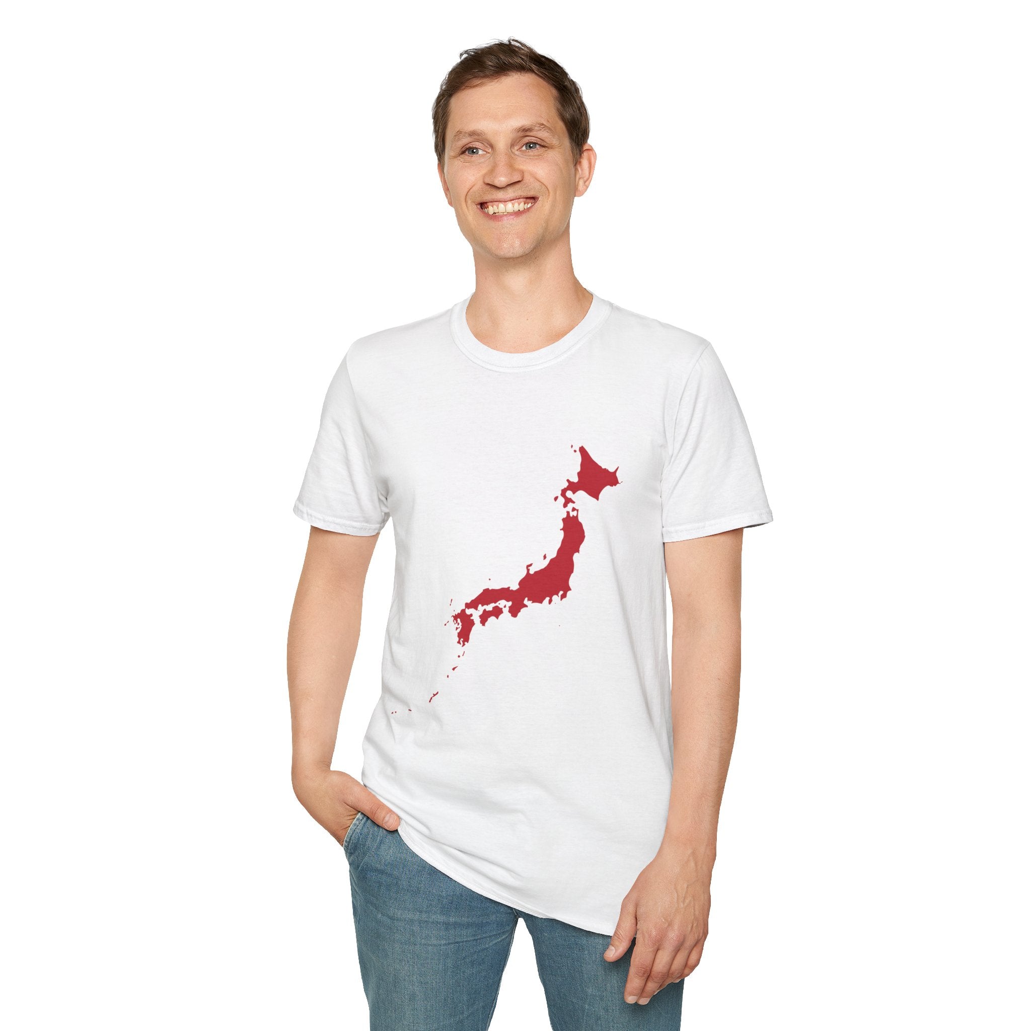 Japan Map T-Shirt — Red Brushstroke "JAPAN" Back Graphic
