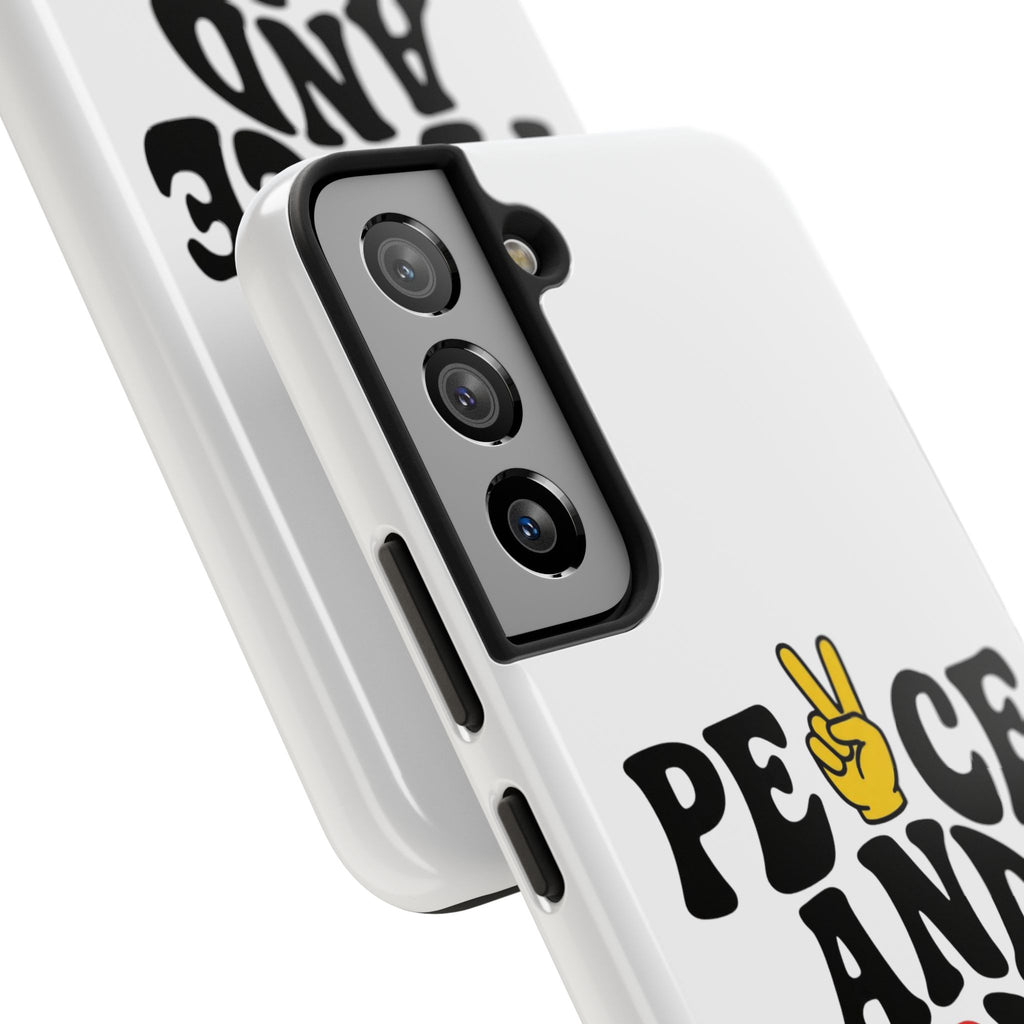 Peace and Love Tough Phone Case — Retro Peace Sign & Heart Protective Cover