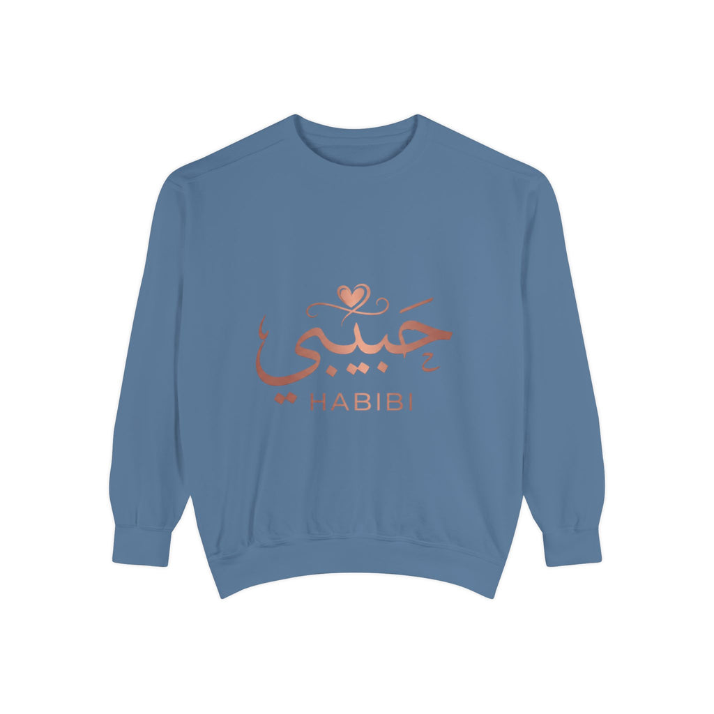 Habibi Sweatshirt — Arabic 'حبيبي' Rose Gold Graphic Crewneck