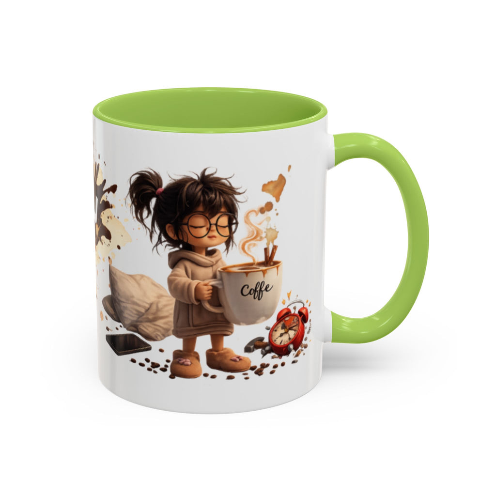 Cute Coffee Girl Accent Mug — Arabic Script Coffee Design (11/15oz)