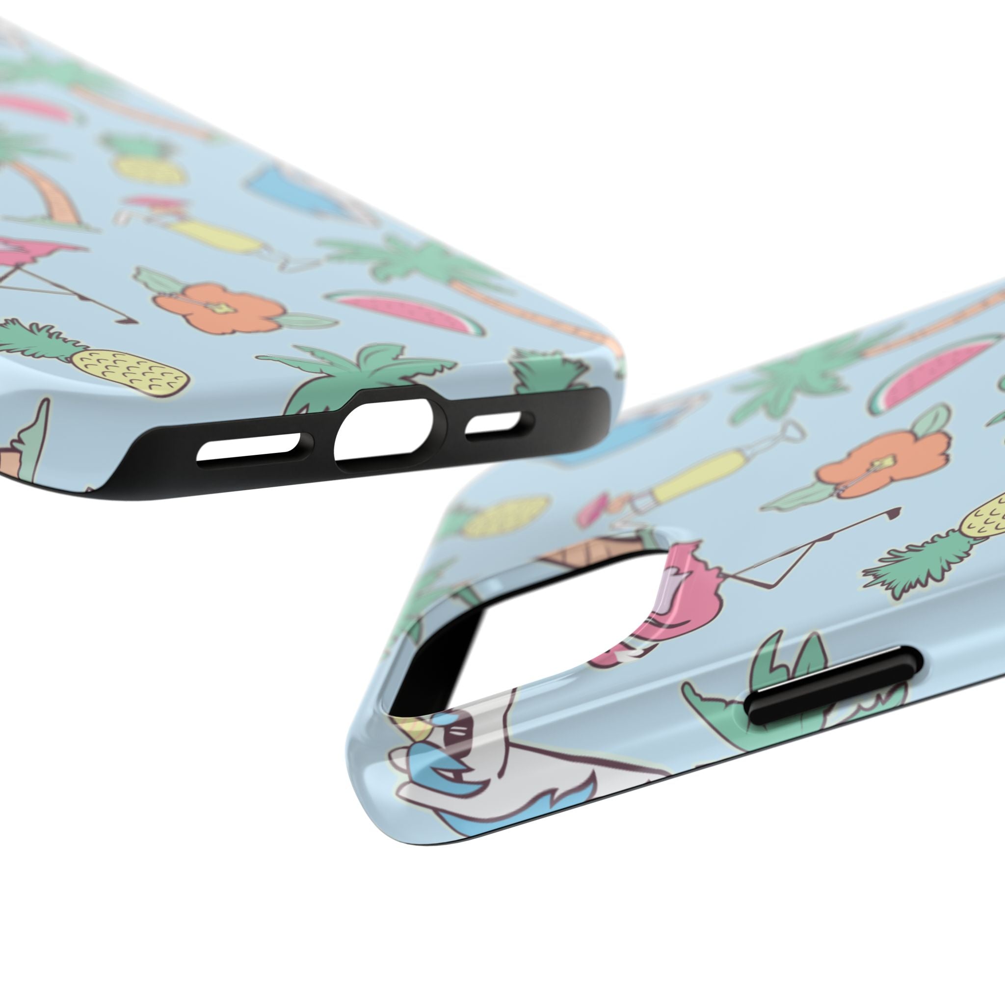 Tropical Summer Tough Phone Case — Pineapple, Flamingo & Palm Pattern