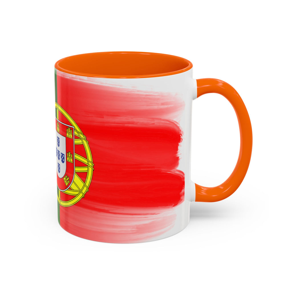 Portugal Flag Accent Coffee Mug — Painted Portuguese Crest Design (11/15oz)