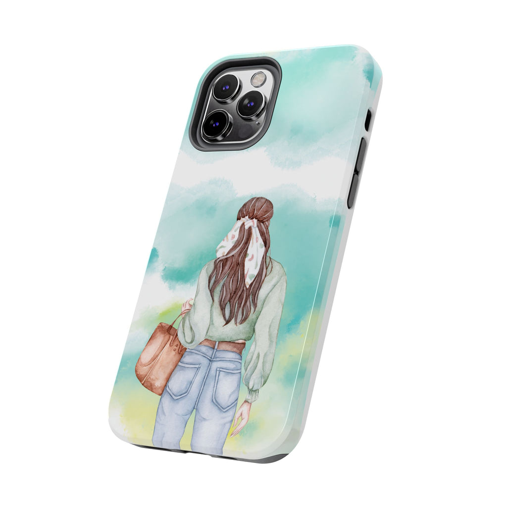 Watercolor Girl Tough Phone Case — Trendy Pastel Back-to-School Protective Cover