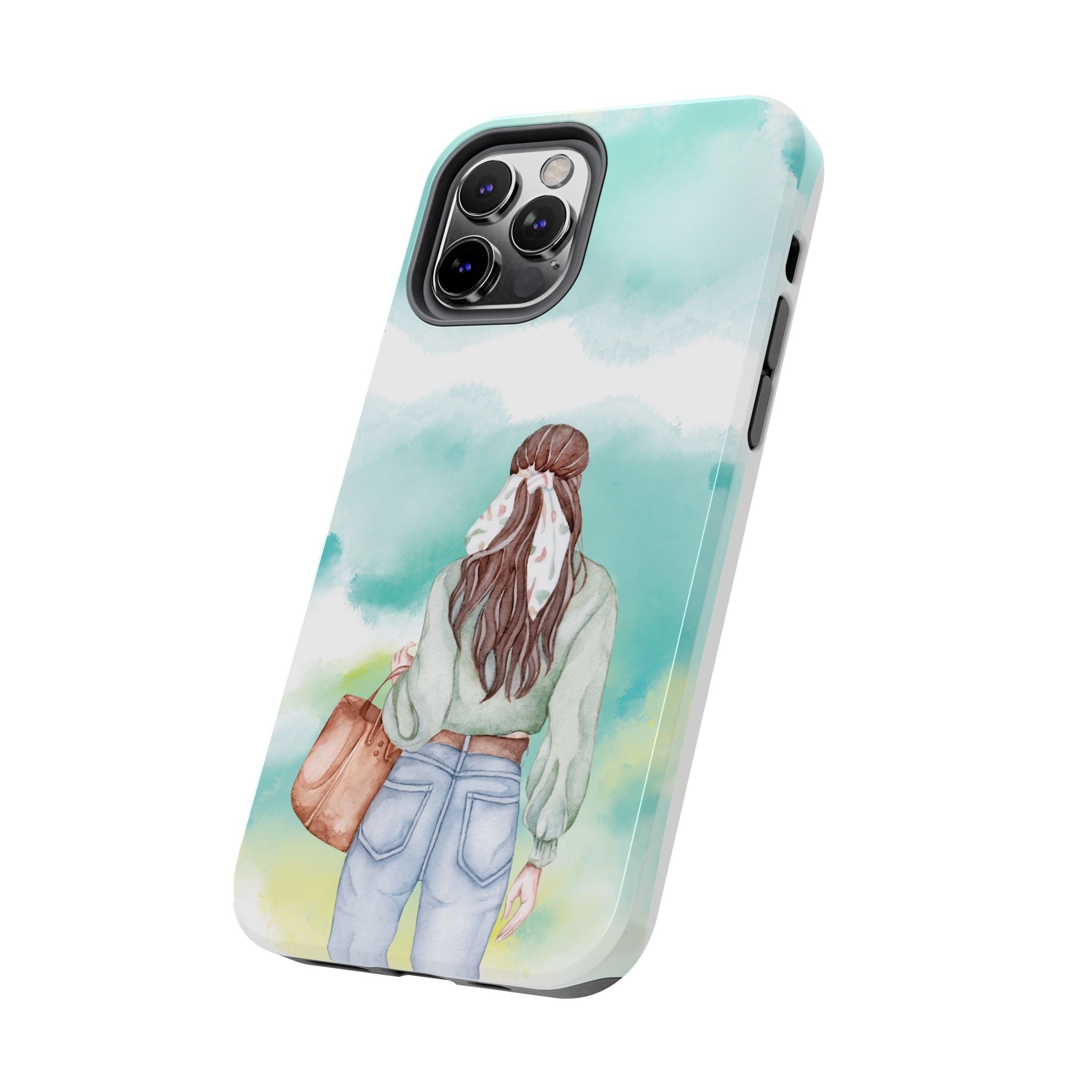 Watercolor Girl Tough Phone Case — Trendy Pastel Back-to-School Protective Cover