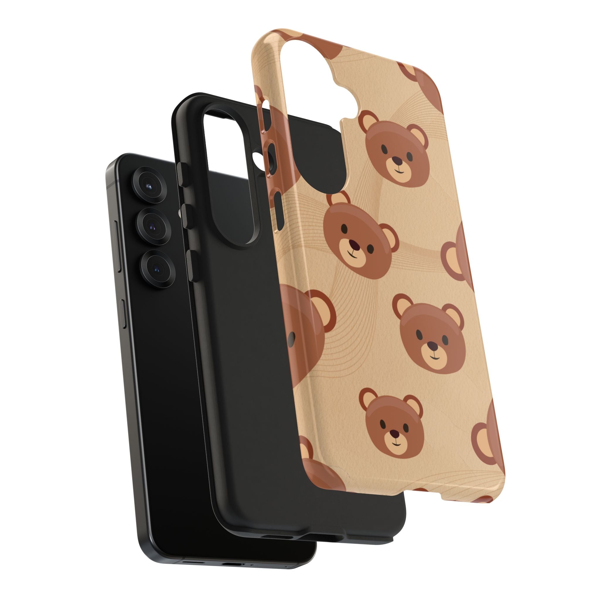 Bear Pattern Tough Phone Case — Cute Brown Bear Protective Phone Cover