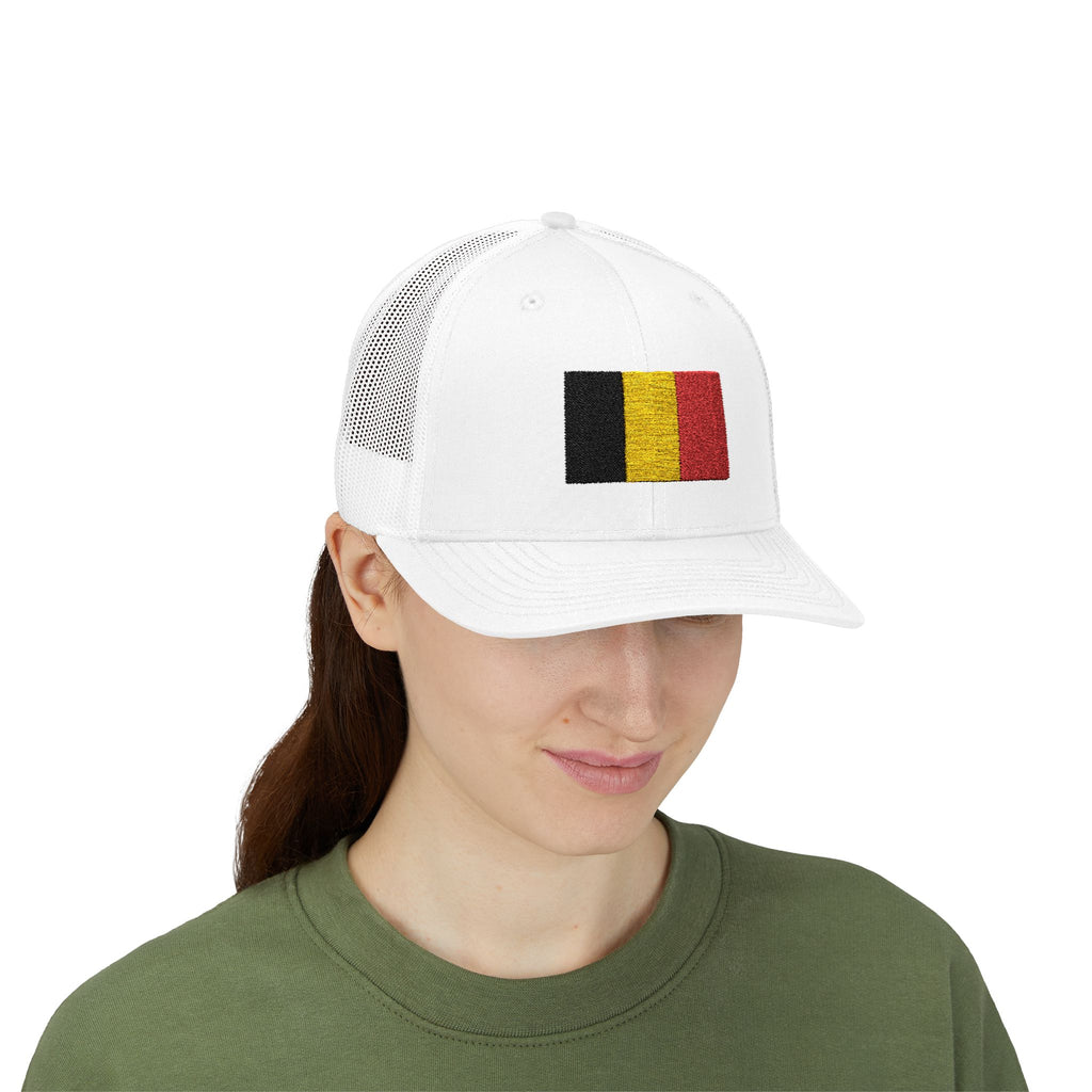 Belgium Flag Trucker Cap – Retro Sparkle Patch Snapback Hat