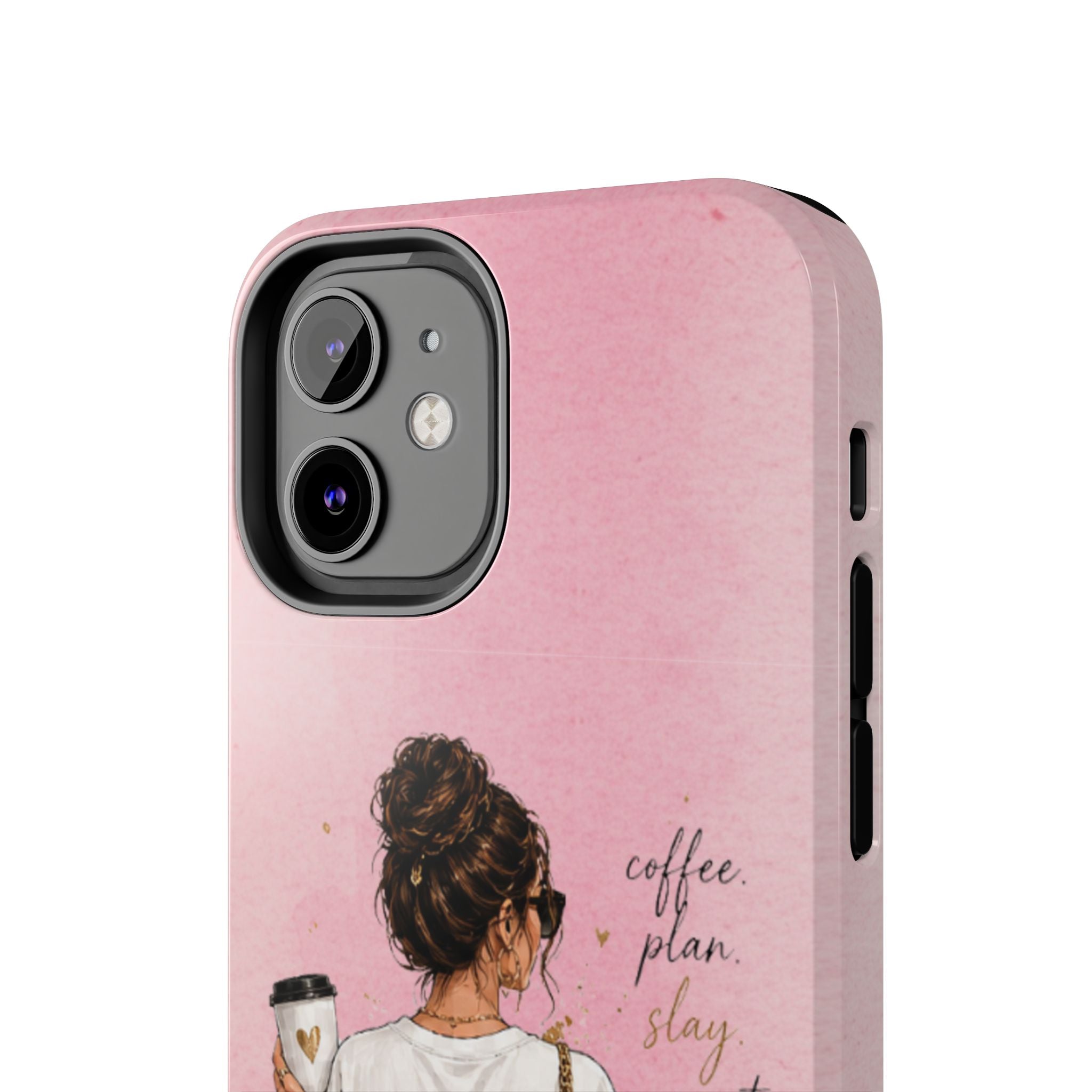 CEO Mood Tough Phone Case — "Coffee, Plan, Slay, Repeat" Pink Protective Cover