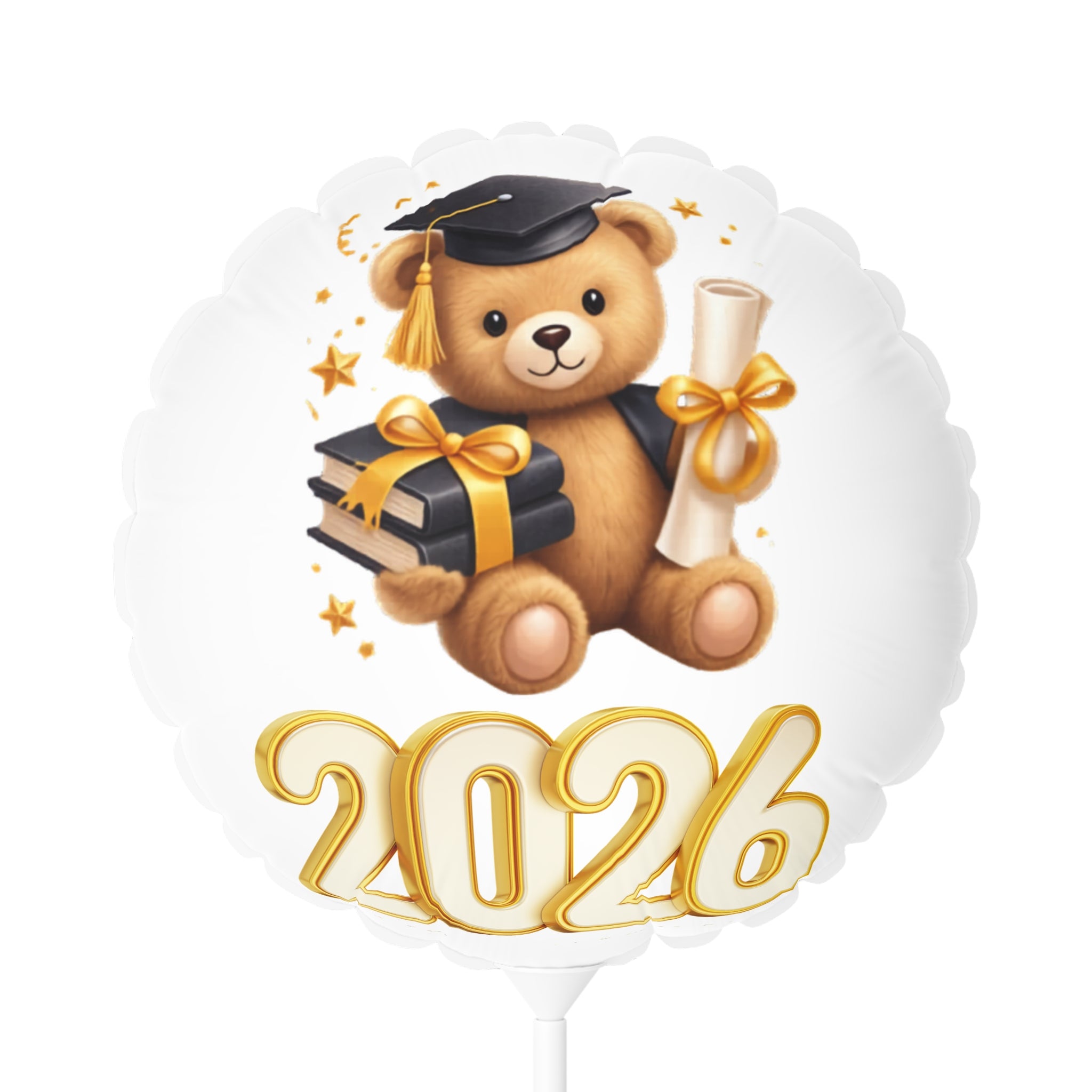 2026 Graduation Teddy Balloon — 11" Round/Heart Foil