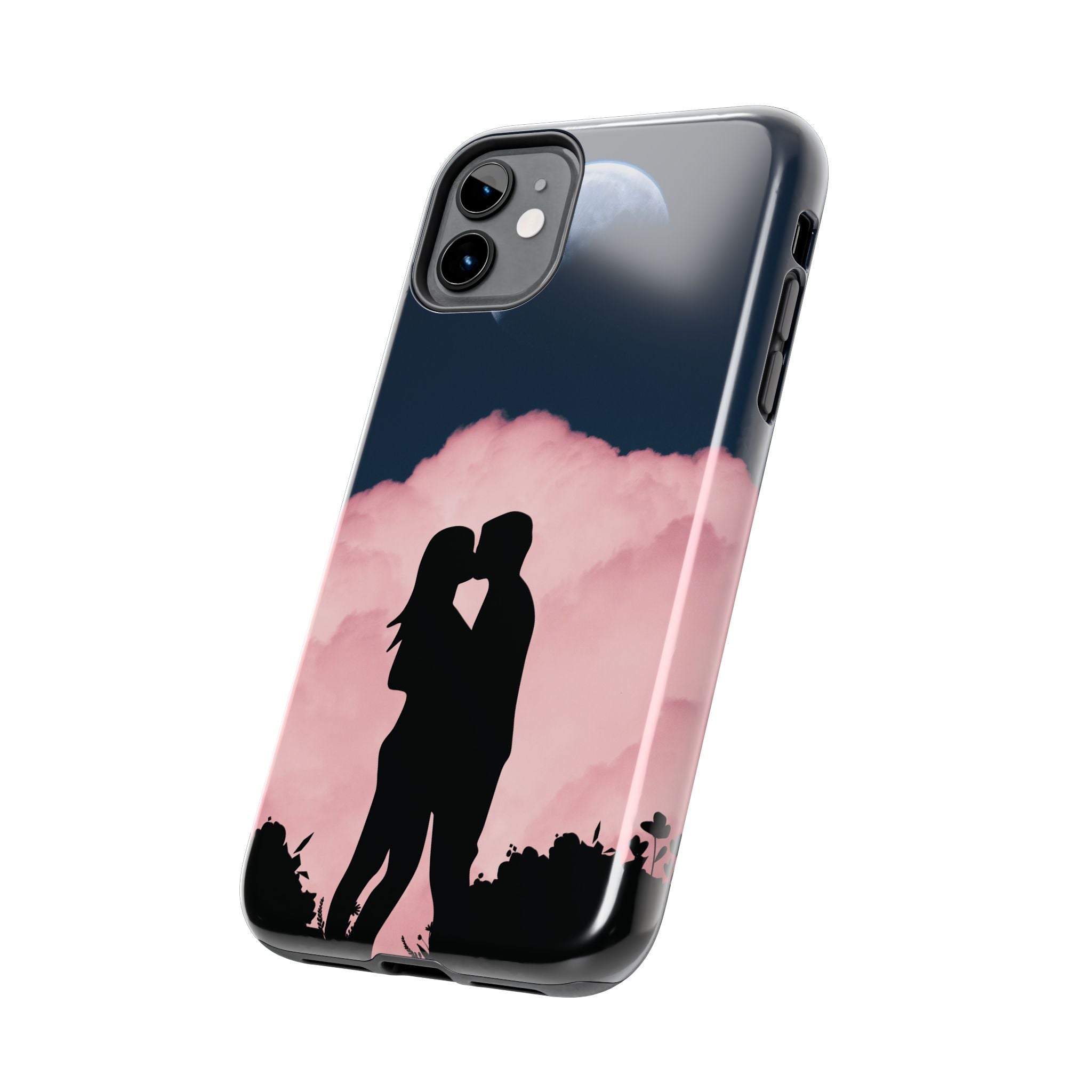 Tough Phone Case — Romantic Couple Silhouette with Moon & Pink Cloud