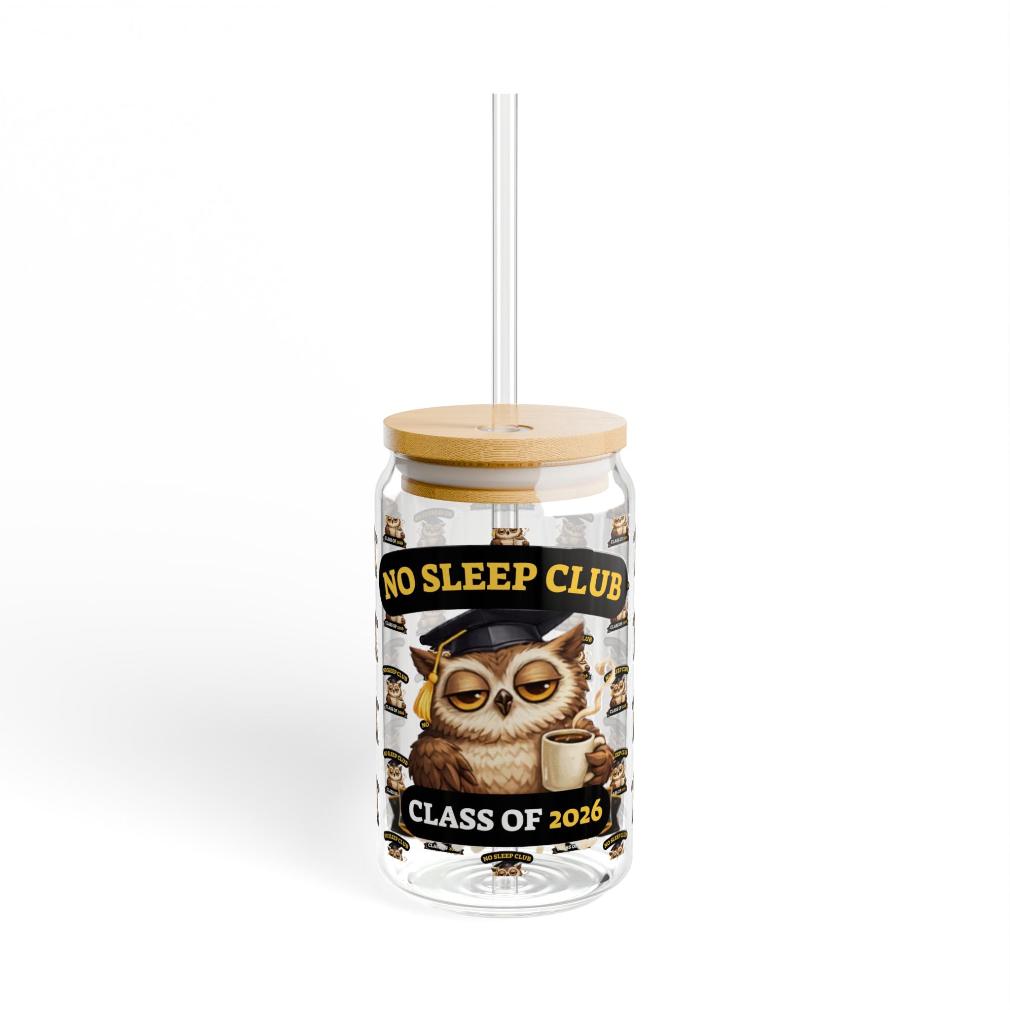 No Sleep Club Sipper Glass — Class of 2020 Graduation Tumbler (16oz)