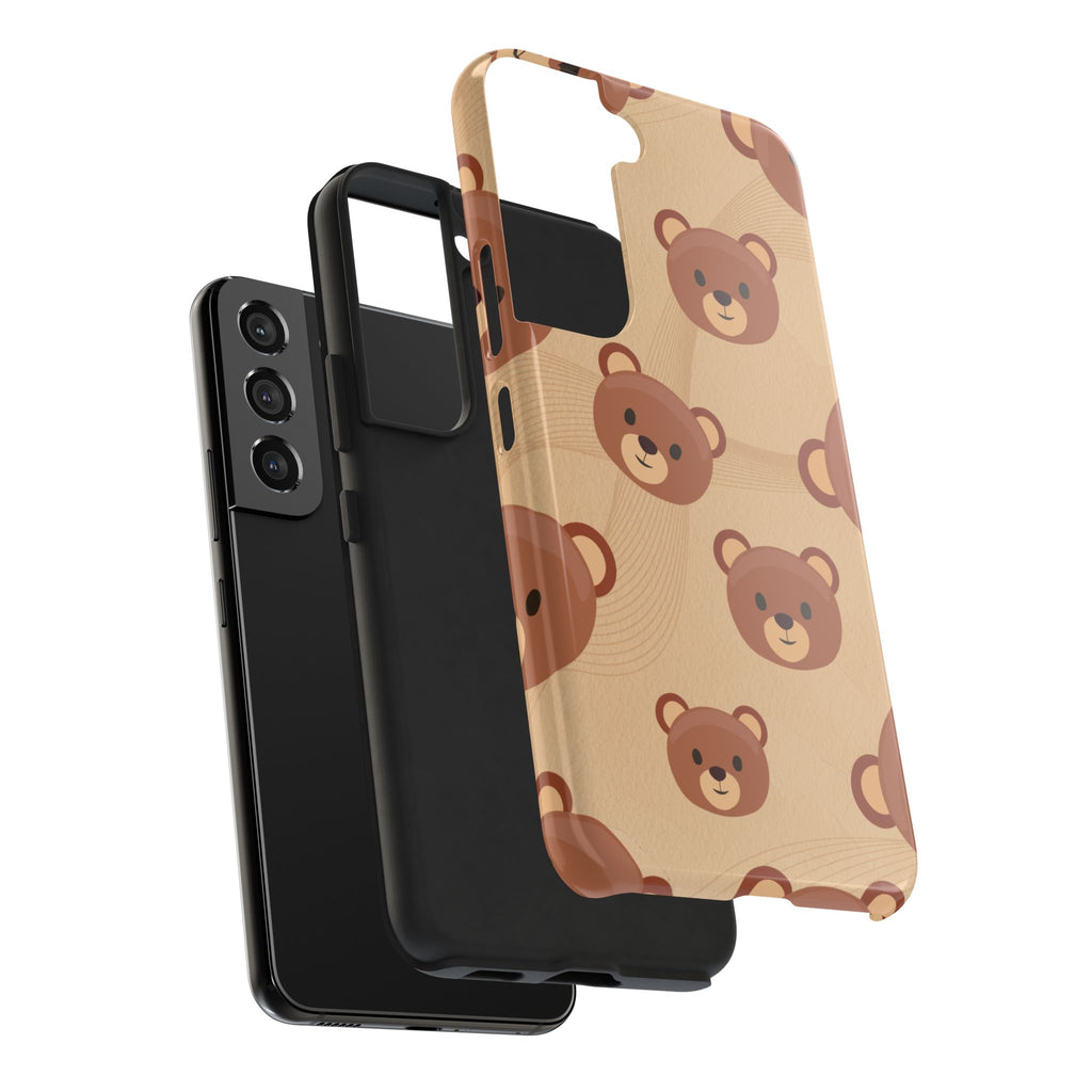 Bear Pattern Tough Phone Case — Cute Brown Bear Protective Phone Cover
