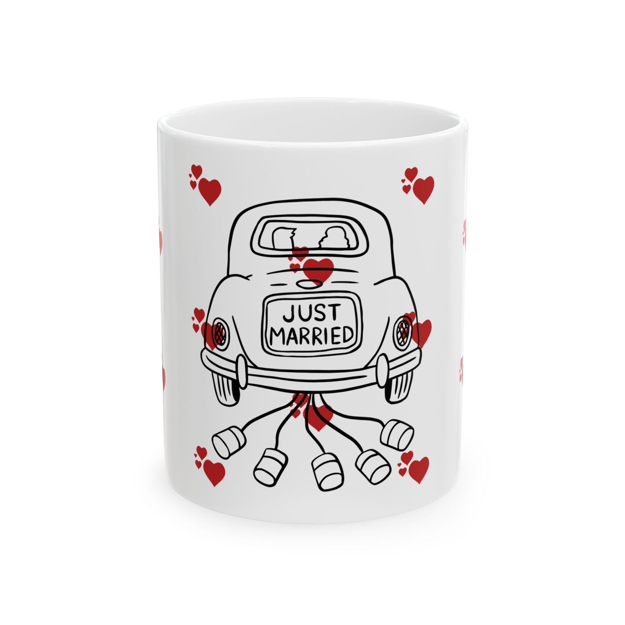 Just Married Car Ceramic Mug – Wedding Newlyweds Coffee Cup (11oz, 15oz)