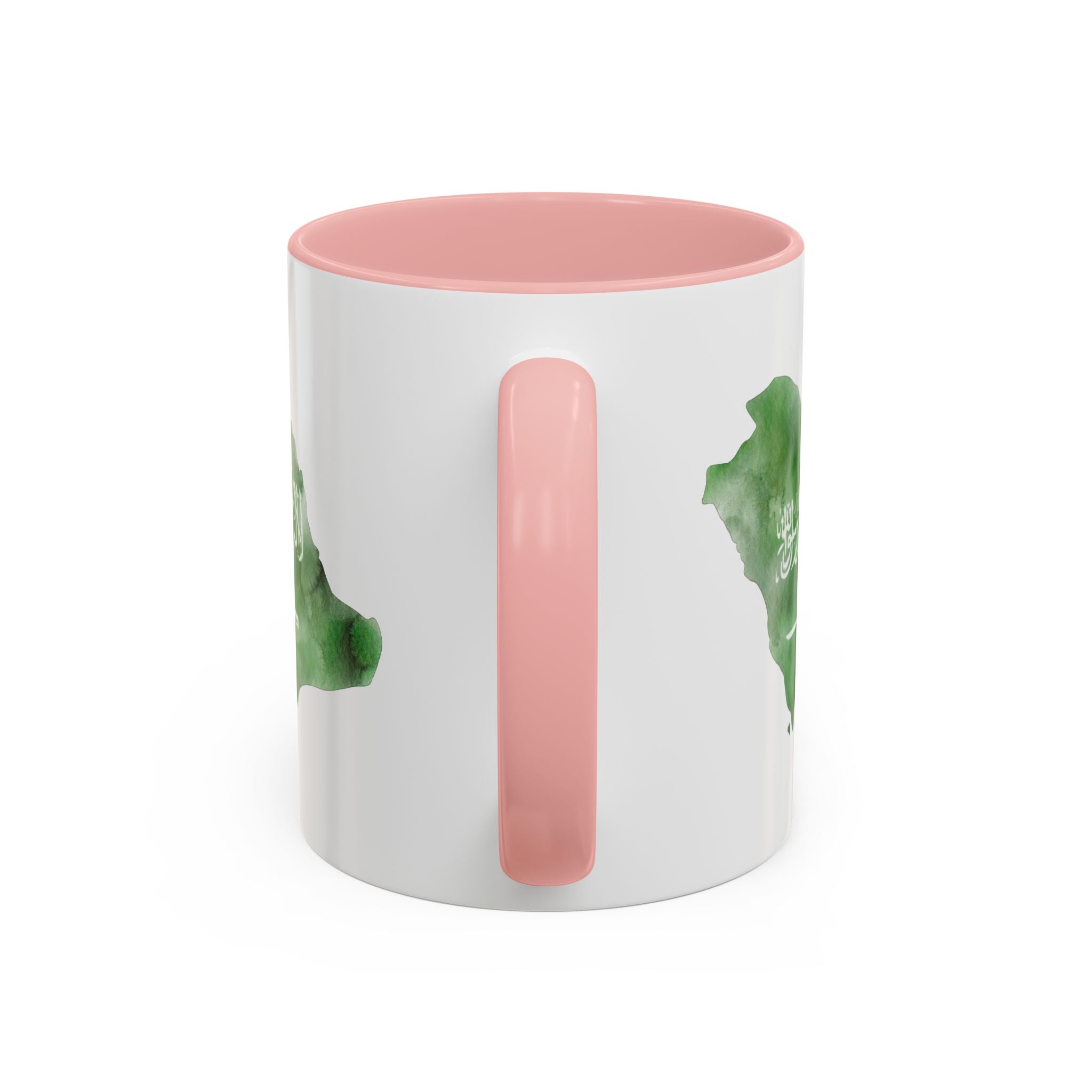 Saudi Arabia Flag Map Accent Coffee Mug — Green Watercolor Saudi Map (11/15oz)