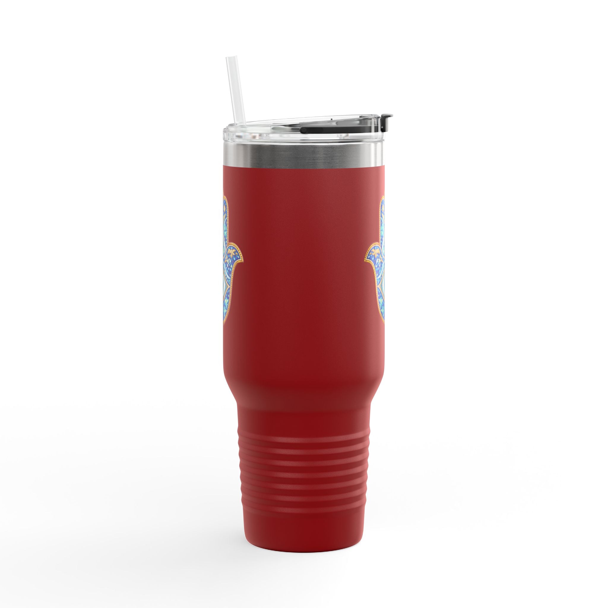 Hamsa Hand 40oz Insulated Travel Mug — Blue Evil Eye Tumbler
